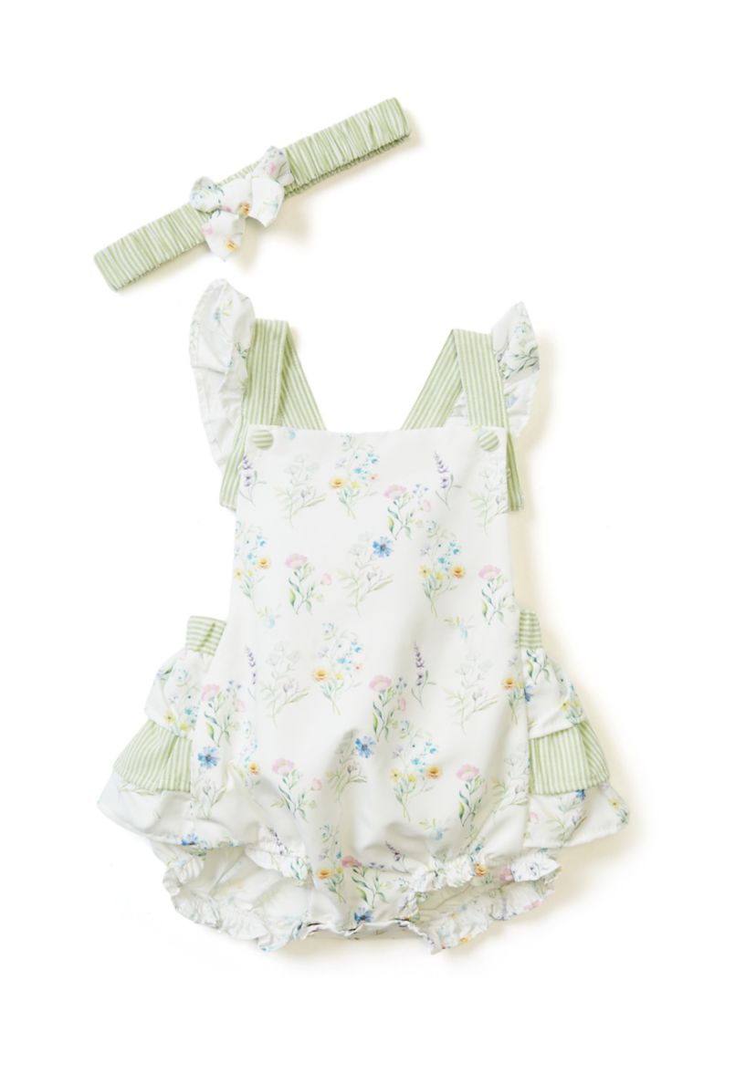 Baby Girls Floral Printed Bodysuit Set with Headband