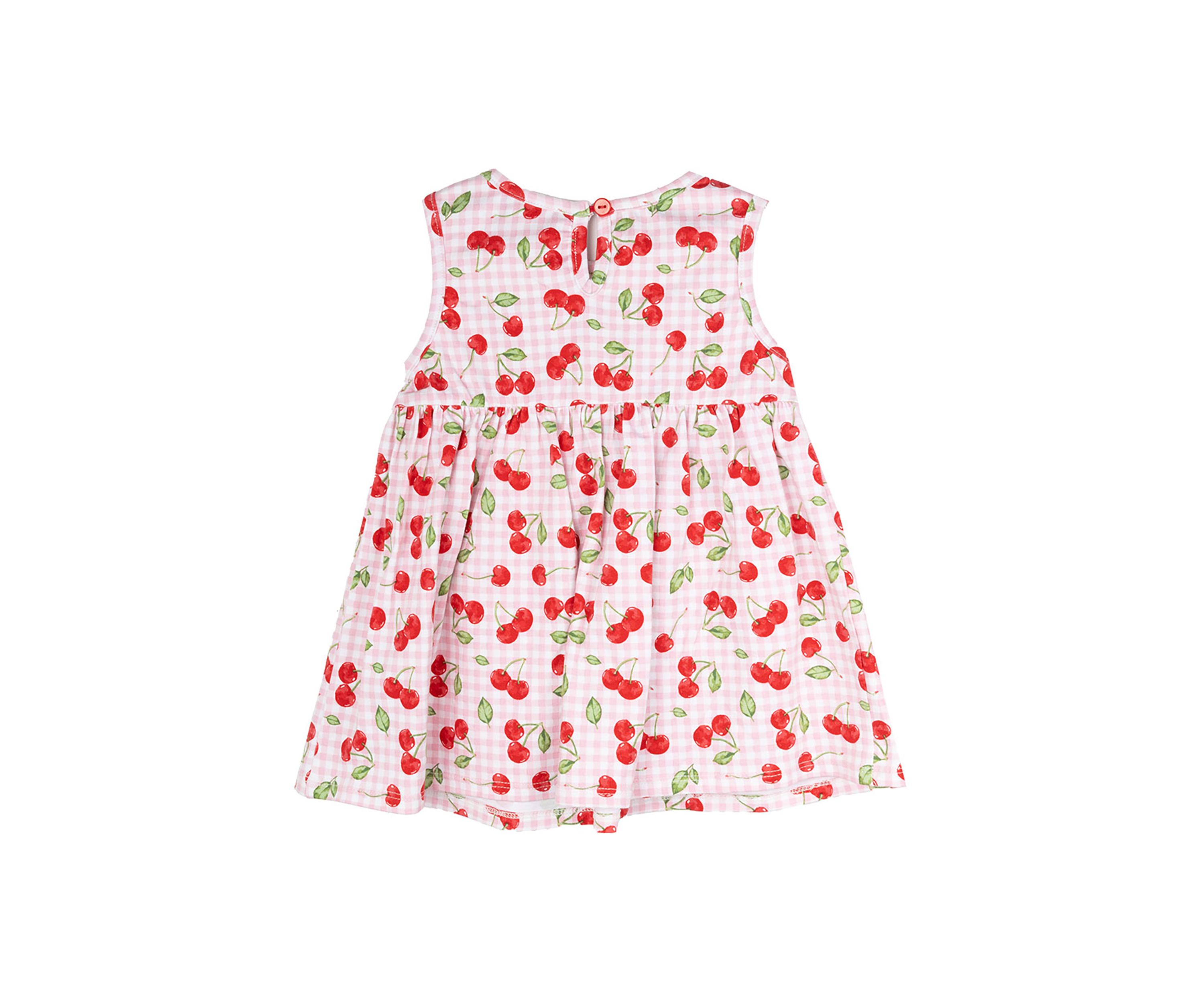 Baby Girls Cherry Gingham Printed Peplum Dress with Bloomer and Headband