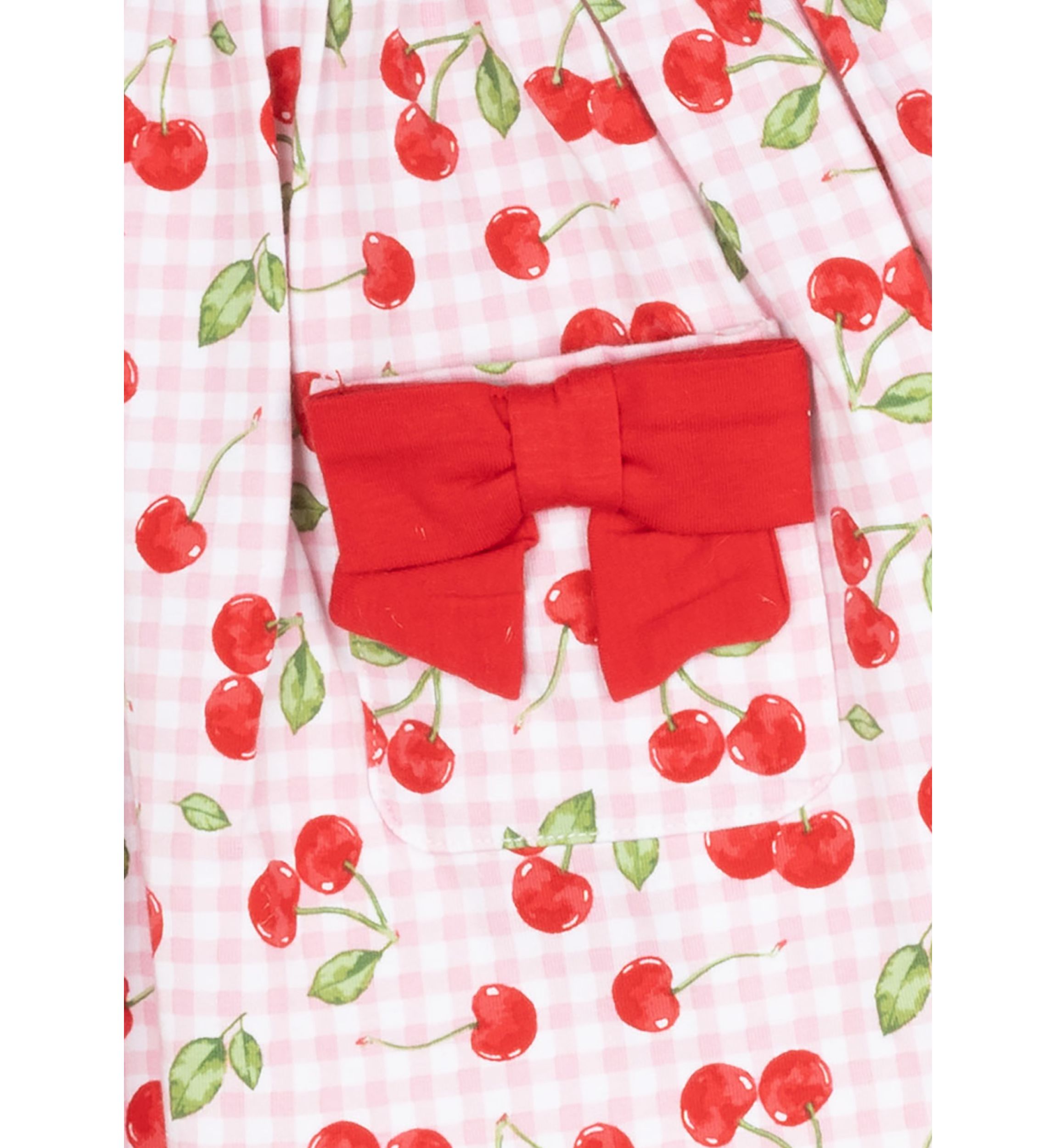 Baby Girls Cherry Gingham Printed Peplum Dress with Bloomer and Headband