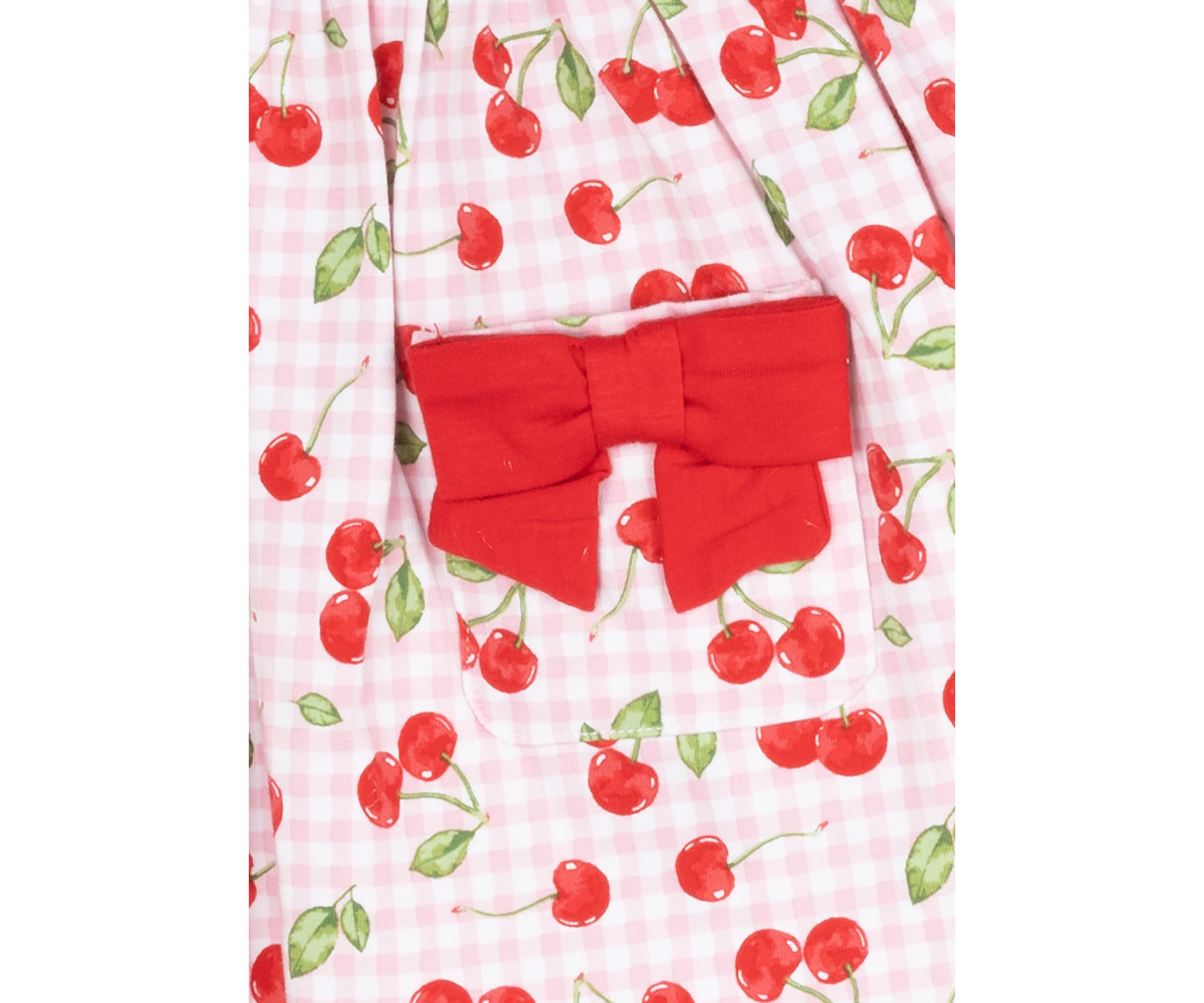 Baby Girls Cherry Gingham Printed Peplum Dress with Bloomer and Headband