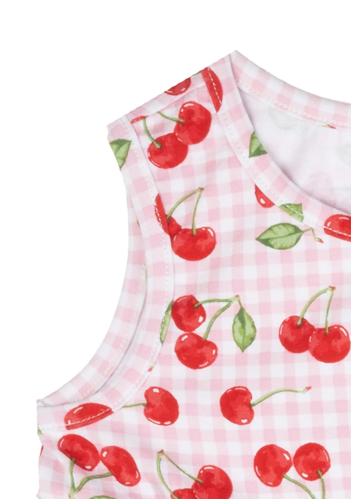Baby Girls Cherry Gingham Printed Peplum Dress with Bloomer and Headband