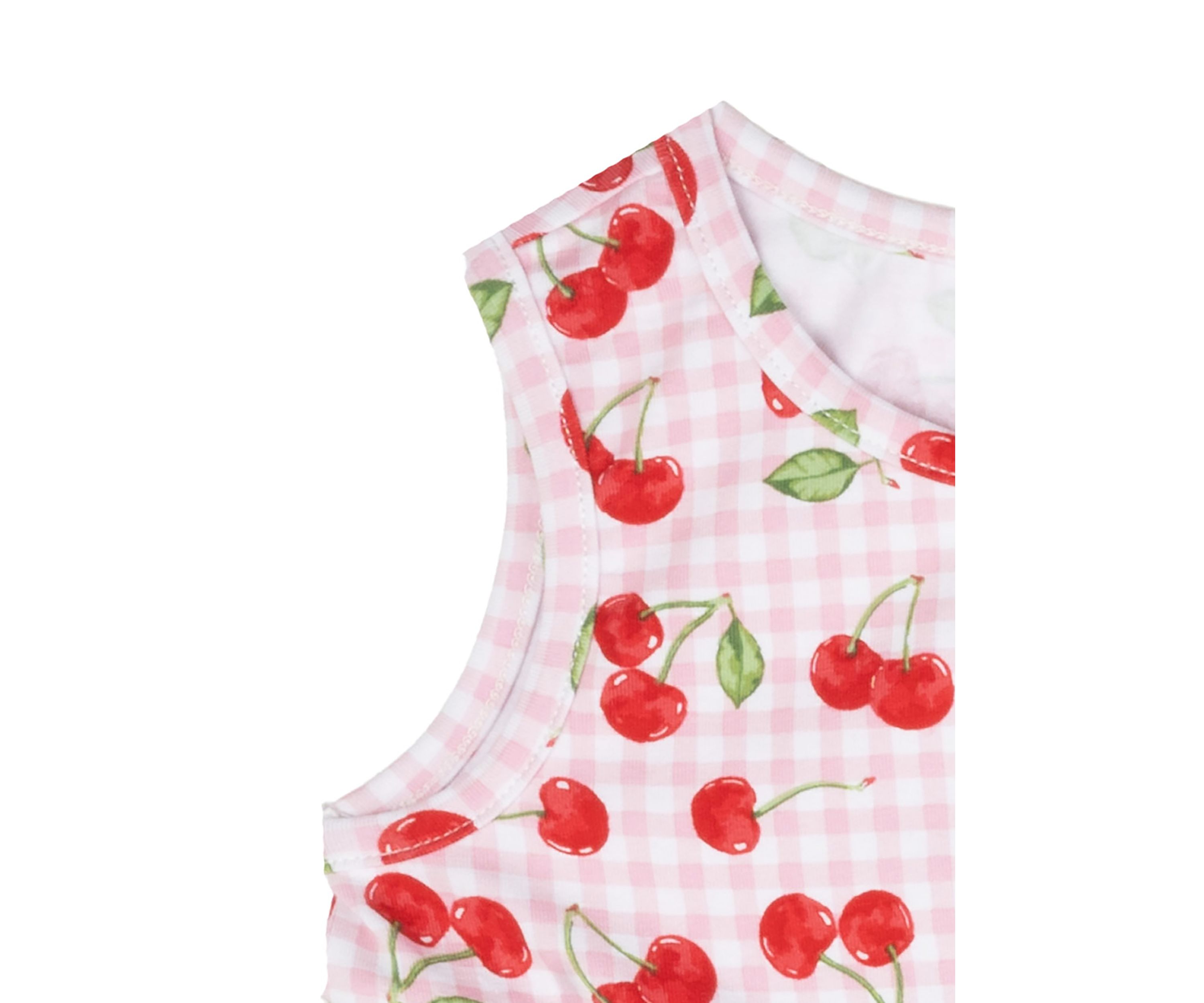 Baby Girls Cherry Gingham Printed Peplum Dress with Bloomer and Headband