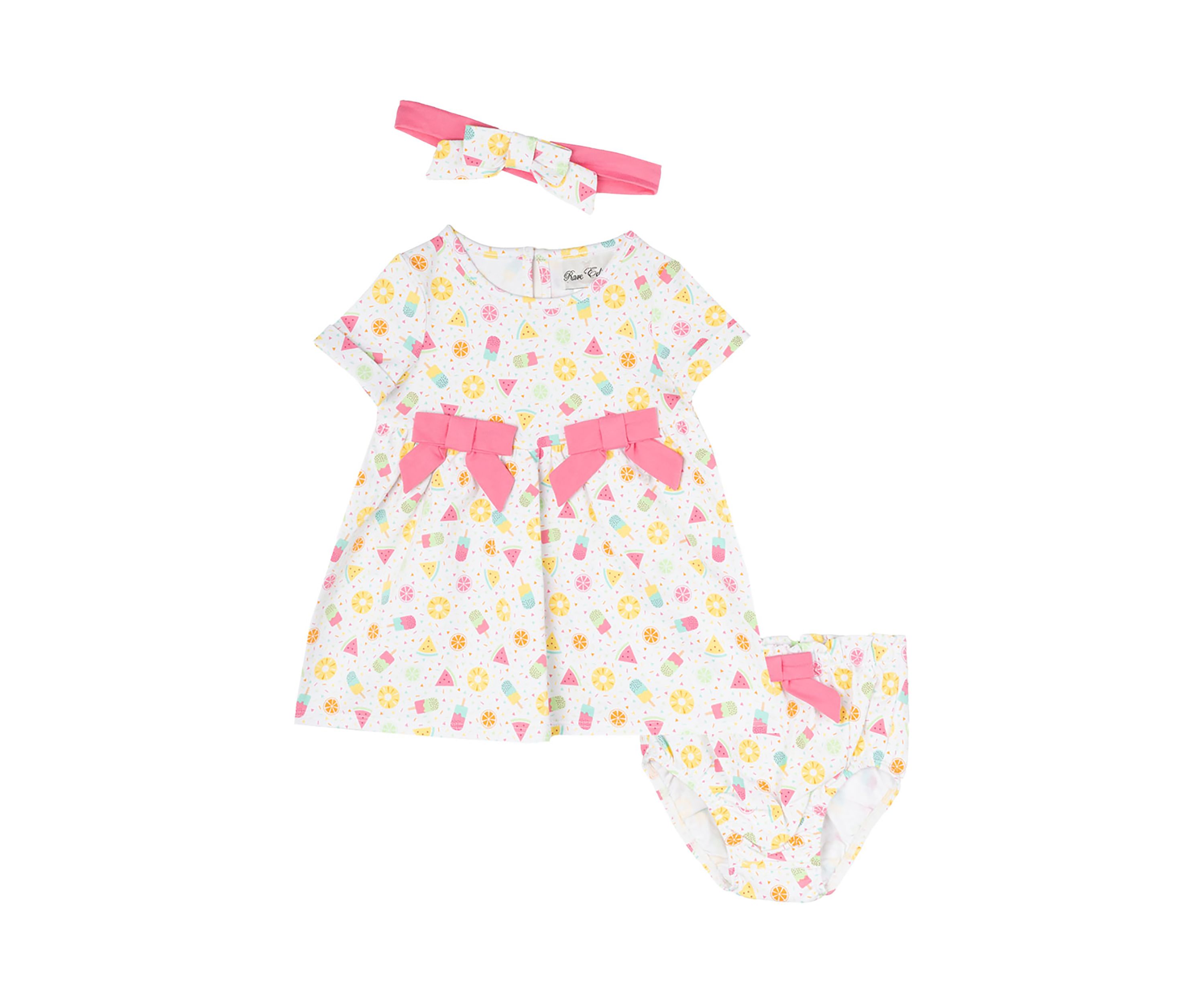 Baby Girls Printed Knit Dress with Bloomer and Headband