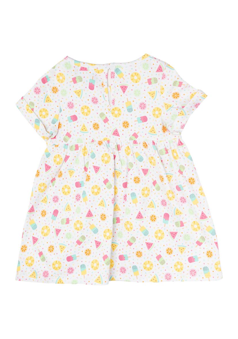 Baby Girls Printed Knit Dress with Bloomer and Headband