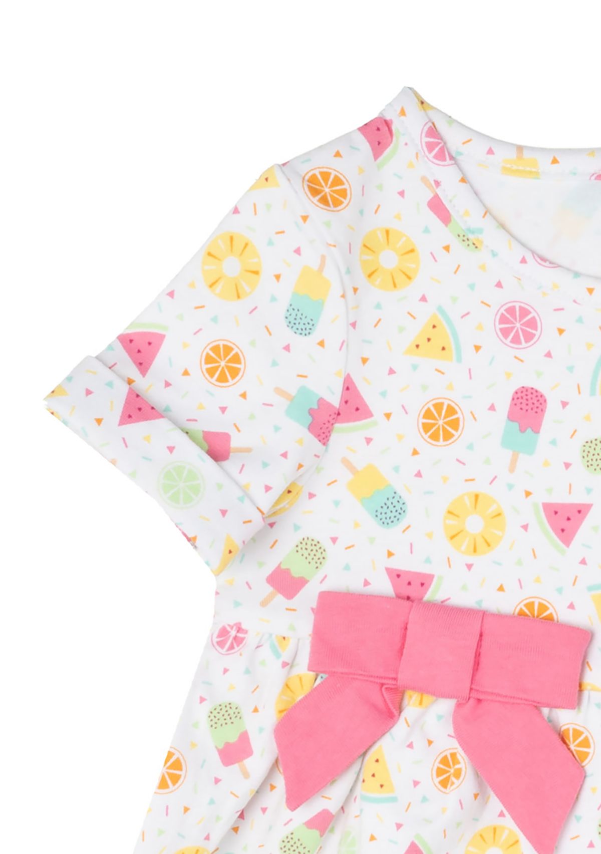 Baby Girls Printed Knit Dress with Bloomer and Headband