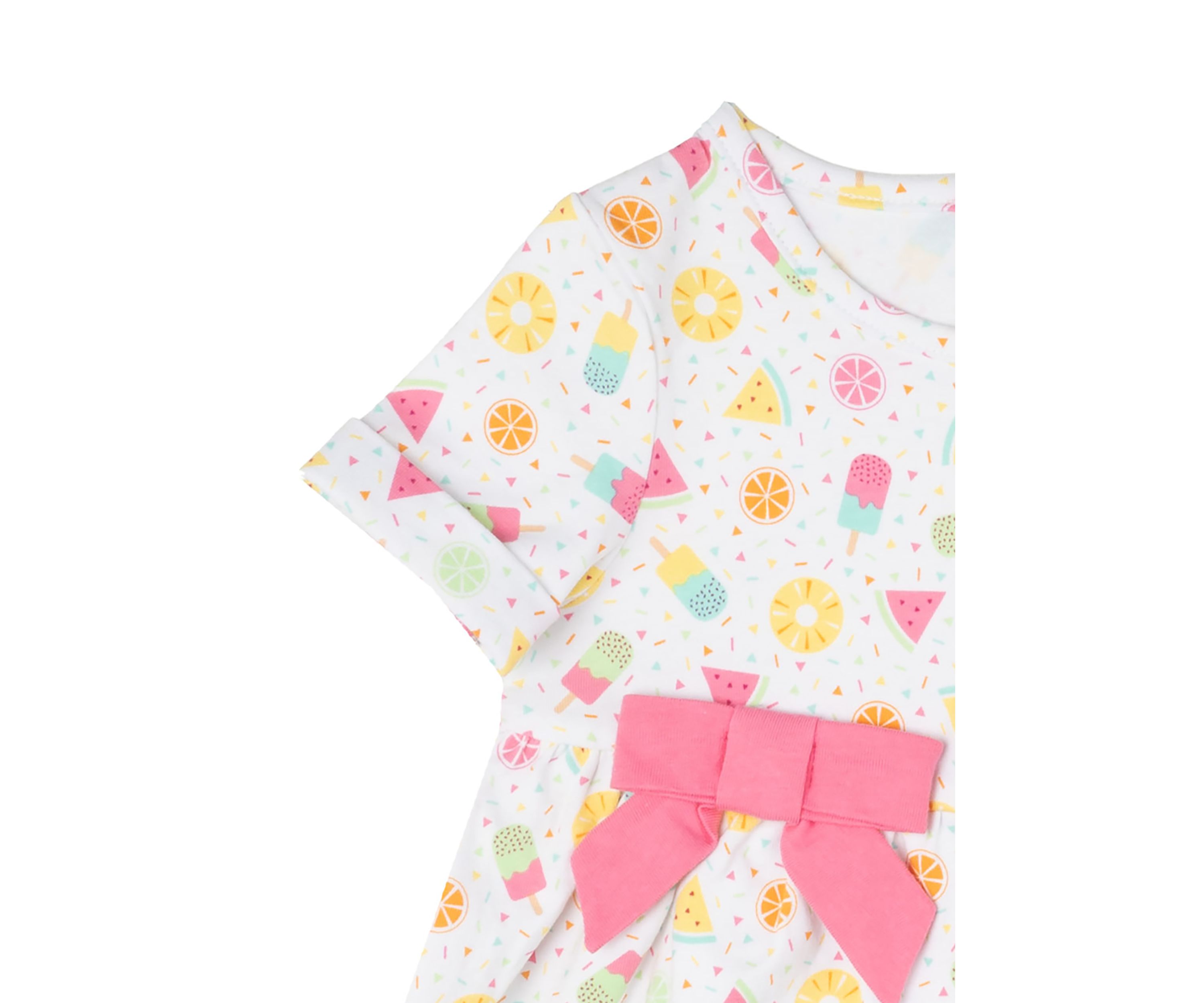 Baby Girls Printed Knit Dress with Bloomer and Headband