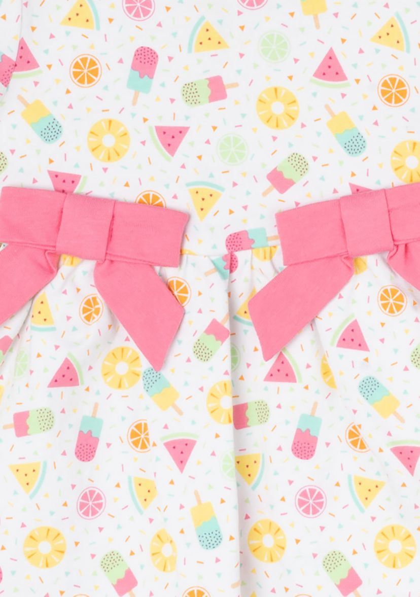 Baby Girls Printed Knit Dress with Bloomer and Headband
