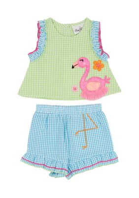 Rare Editions Baby Girls Flamingo Seer Shorts Set