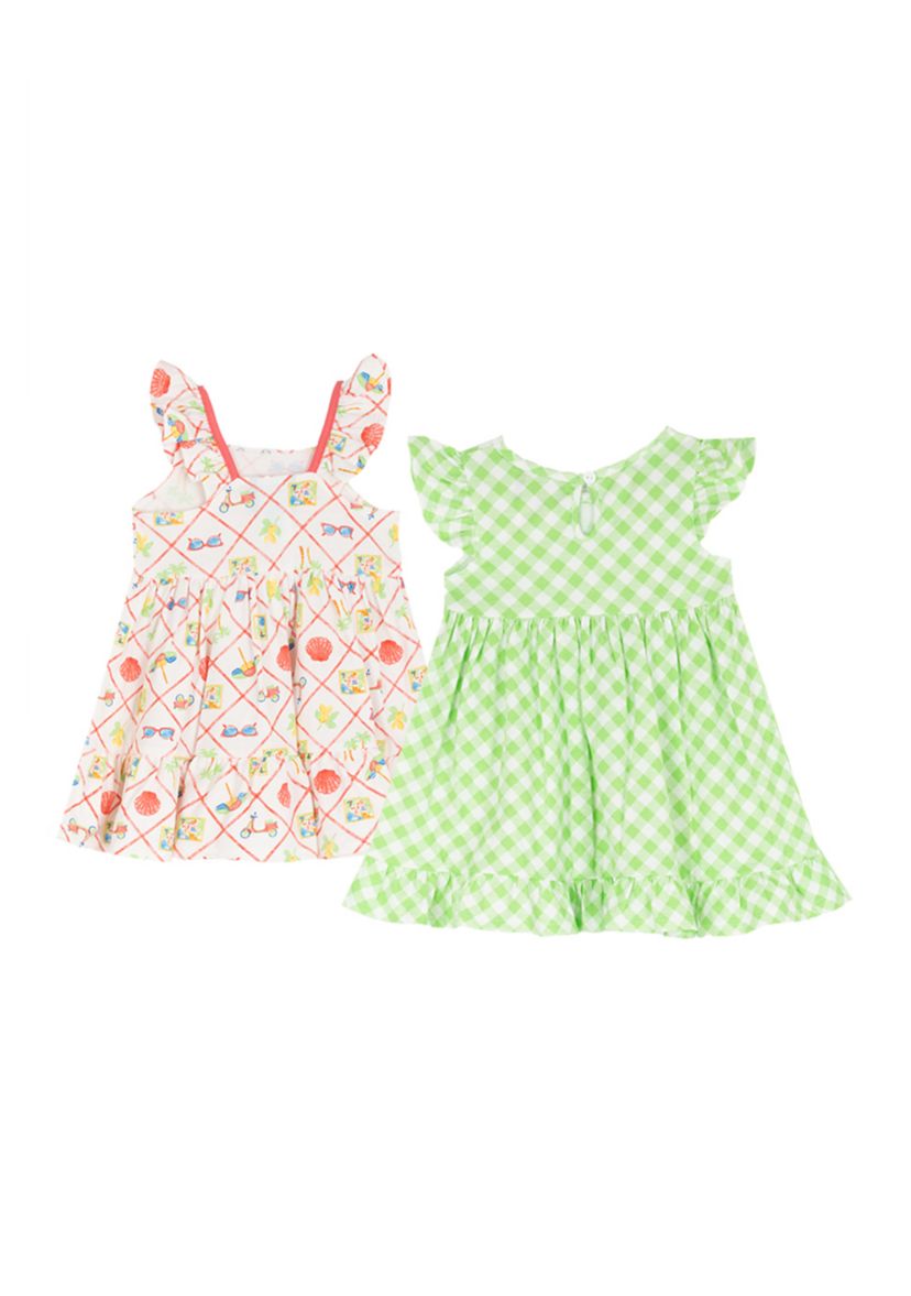 Rare Editions Baby Girls Check Print and Summer Print Dress Set | Belk