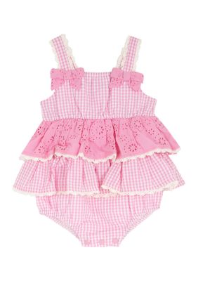 Rare Editions Baby Girls Gingham Bubble Dress, Pink, 18 Months