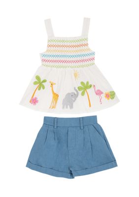 Rare Editions Baby Girls Animal Shorts Set