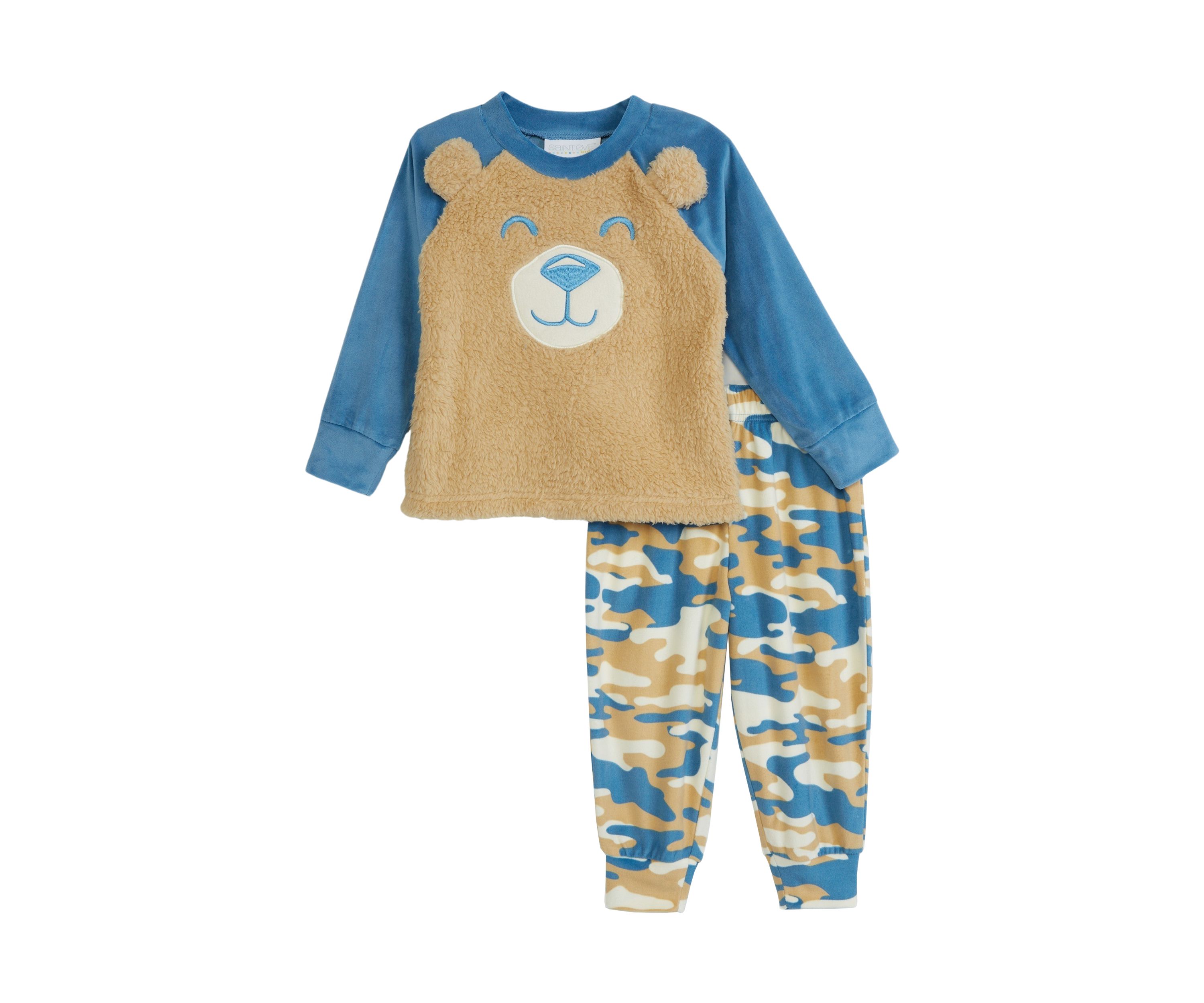 Toddler Boys Bear T-Shirt Camo Printed Pants Pajama Set
