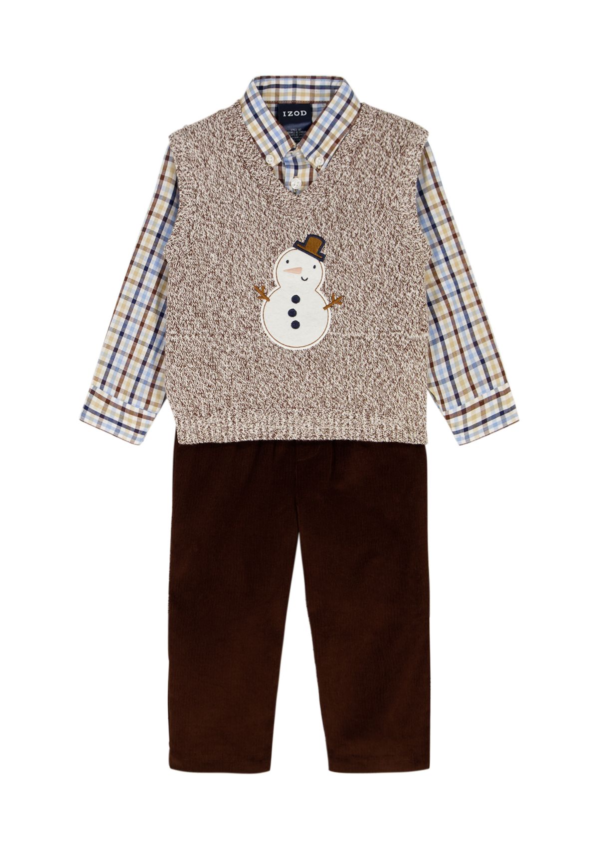 Baby Boys Snowman with Cord Sweater Vest Set