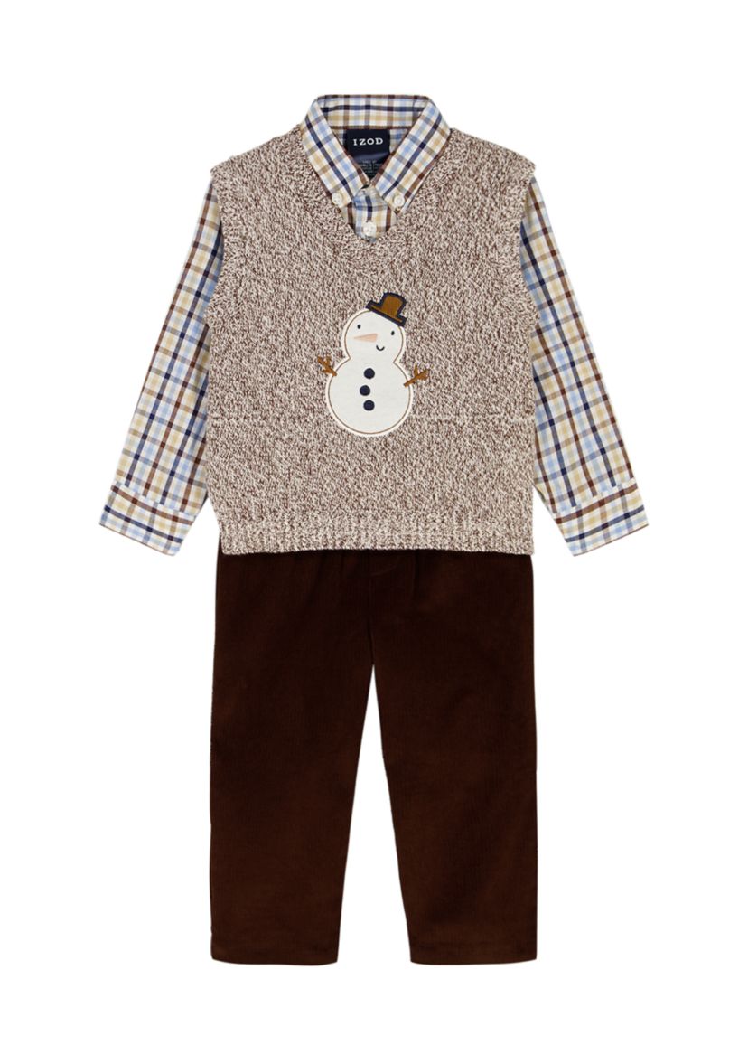 Baby Boys Snowman with Cord Sweater Vest Set