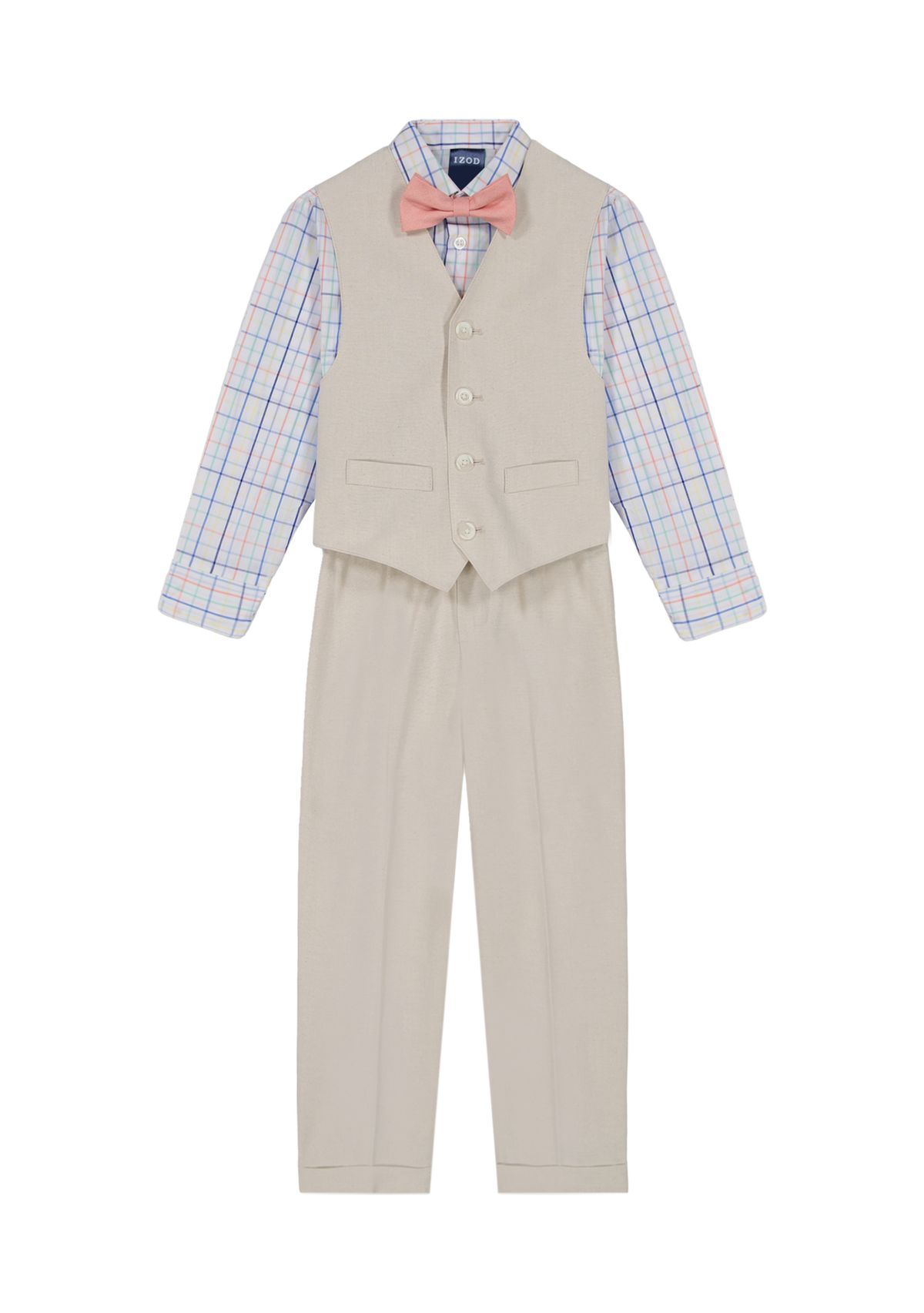 Boys 4-7 Linen Look Vest Set with Bowtie