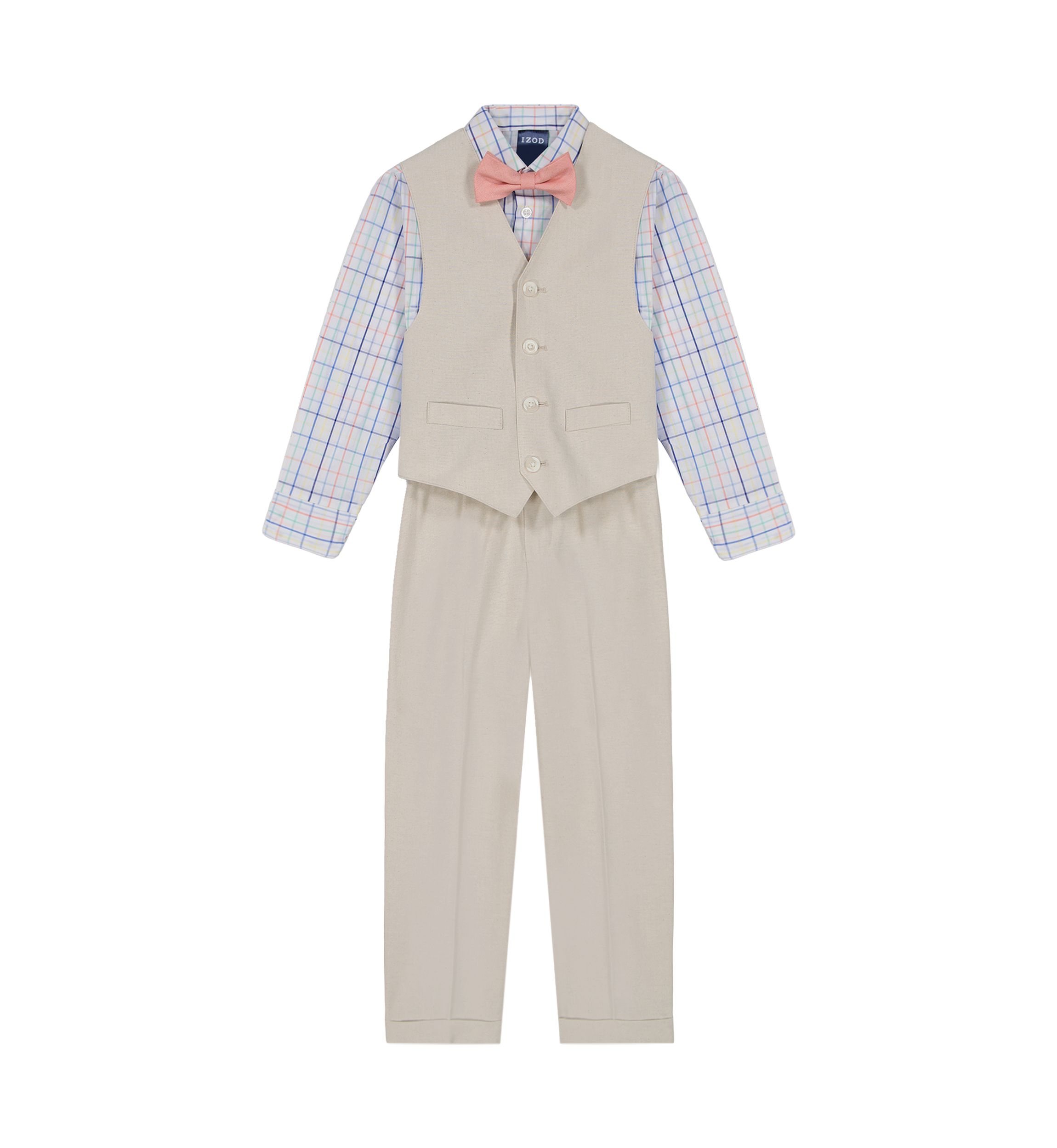 Boys 4-7 Linen Look Vest Set with Bowtie
