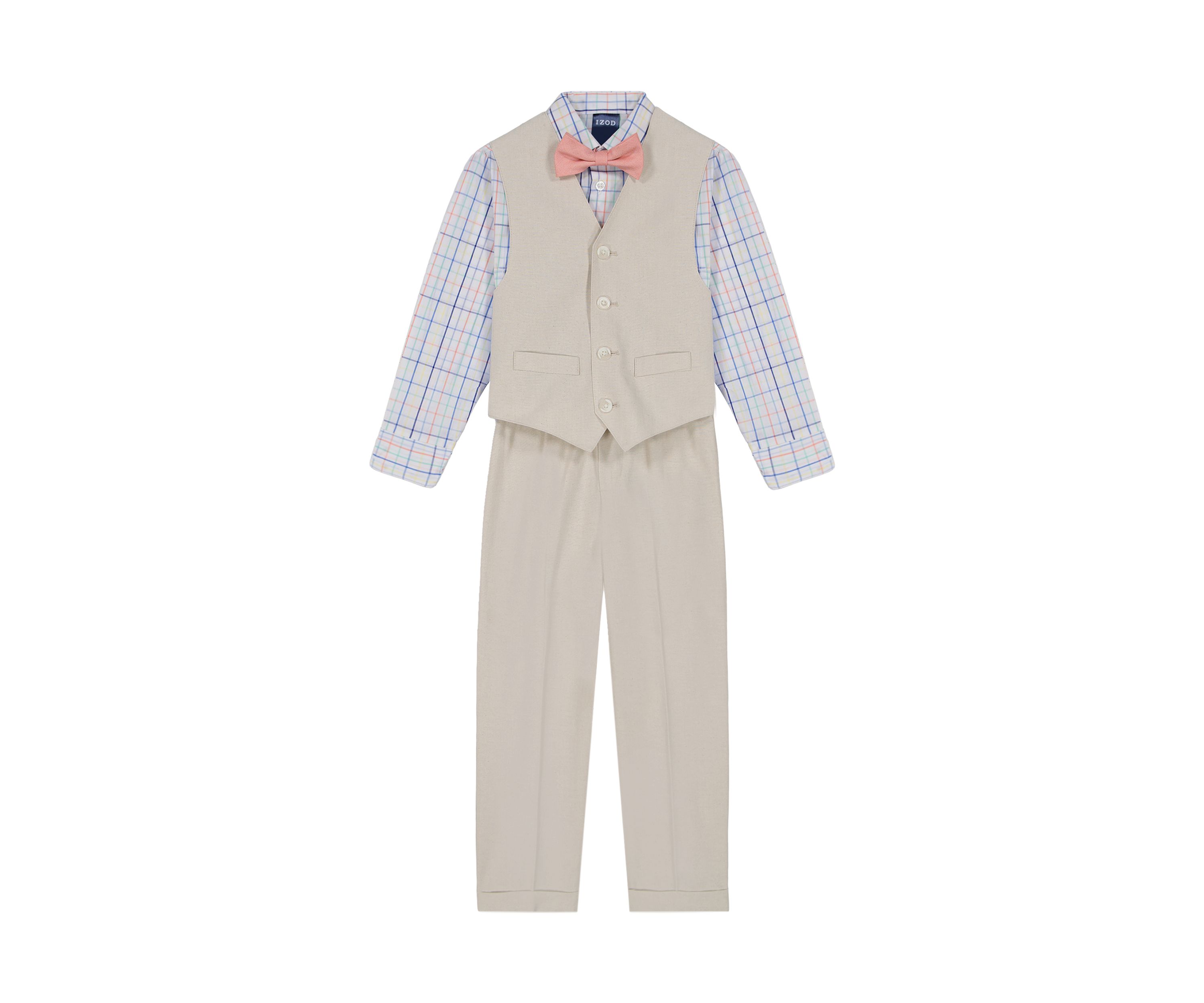 Boys 4-7 Linen Look Vest Set with Bowtie