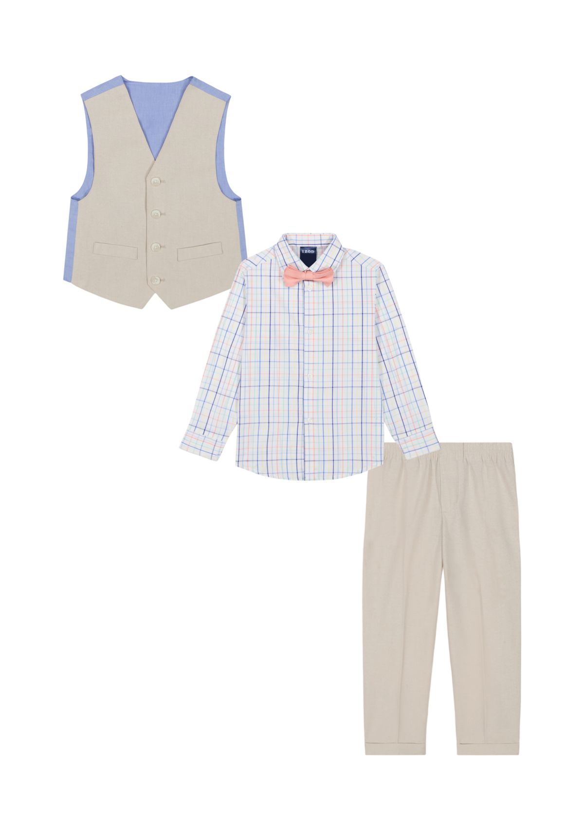Boys 4-7 Linen Look Vest Set with Bowtie