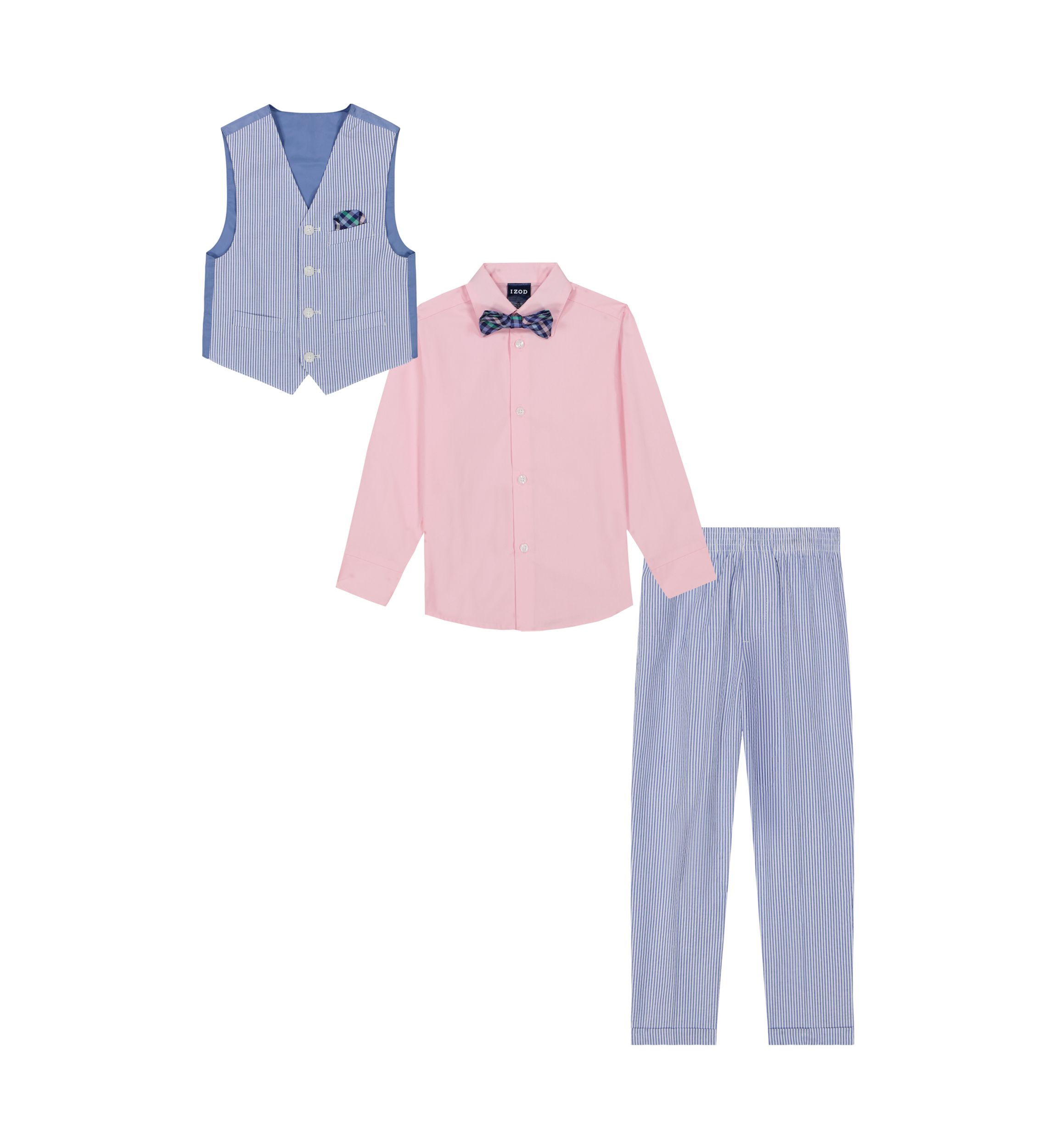Baby Boys Seersucker Vest Set with Bowtie