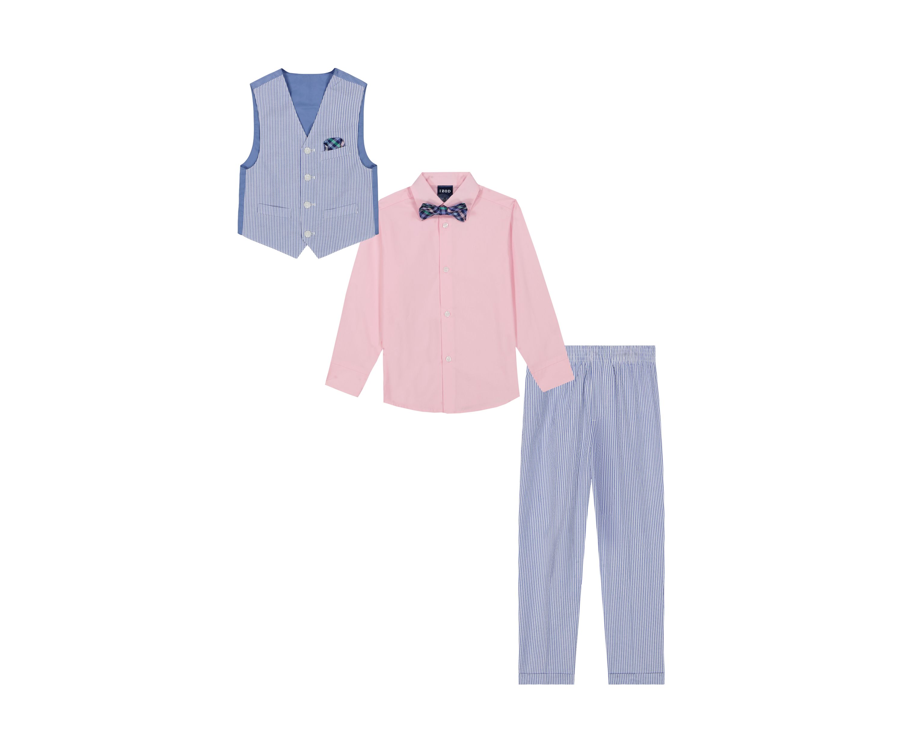Toddler Boys Seersucker Vest Set with Bowtie