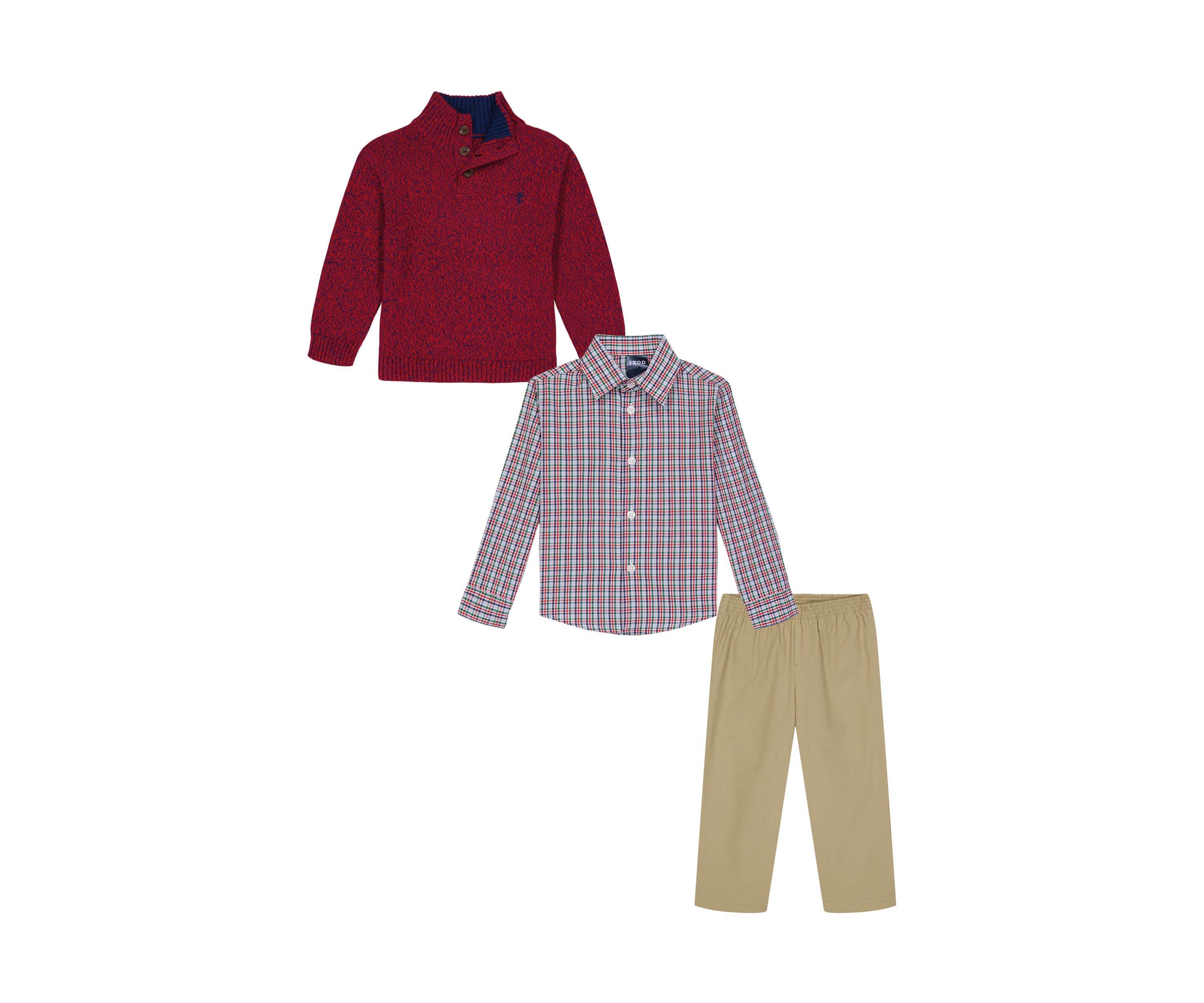 Baby Boys Marled Button Up with Twill Sweater Set