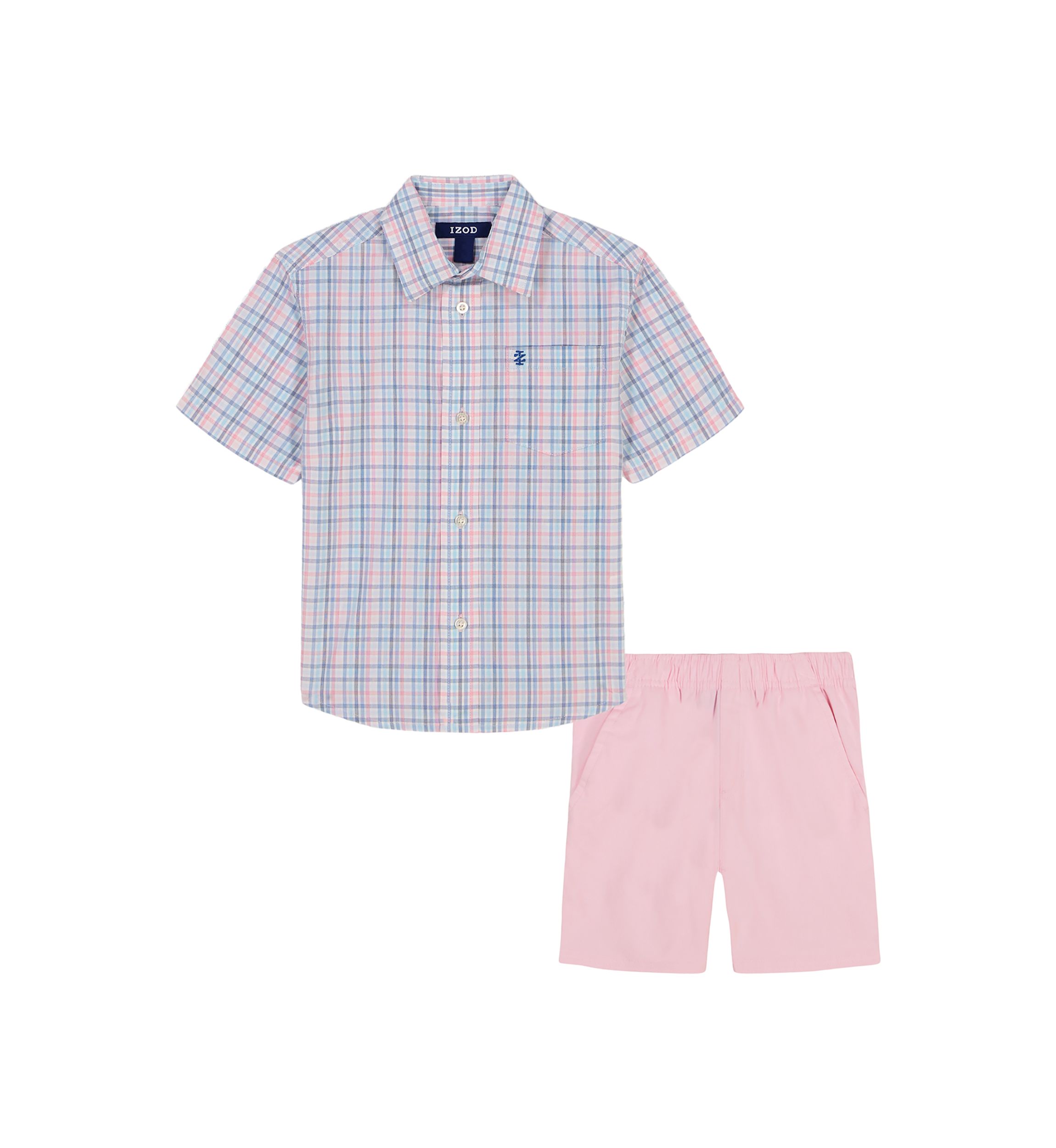 Toddler Boys Short Sleeve Bridgeport Plaid Shirt and Shorts Set