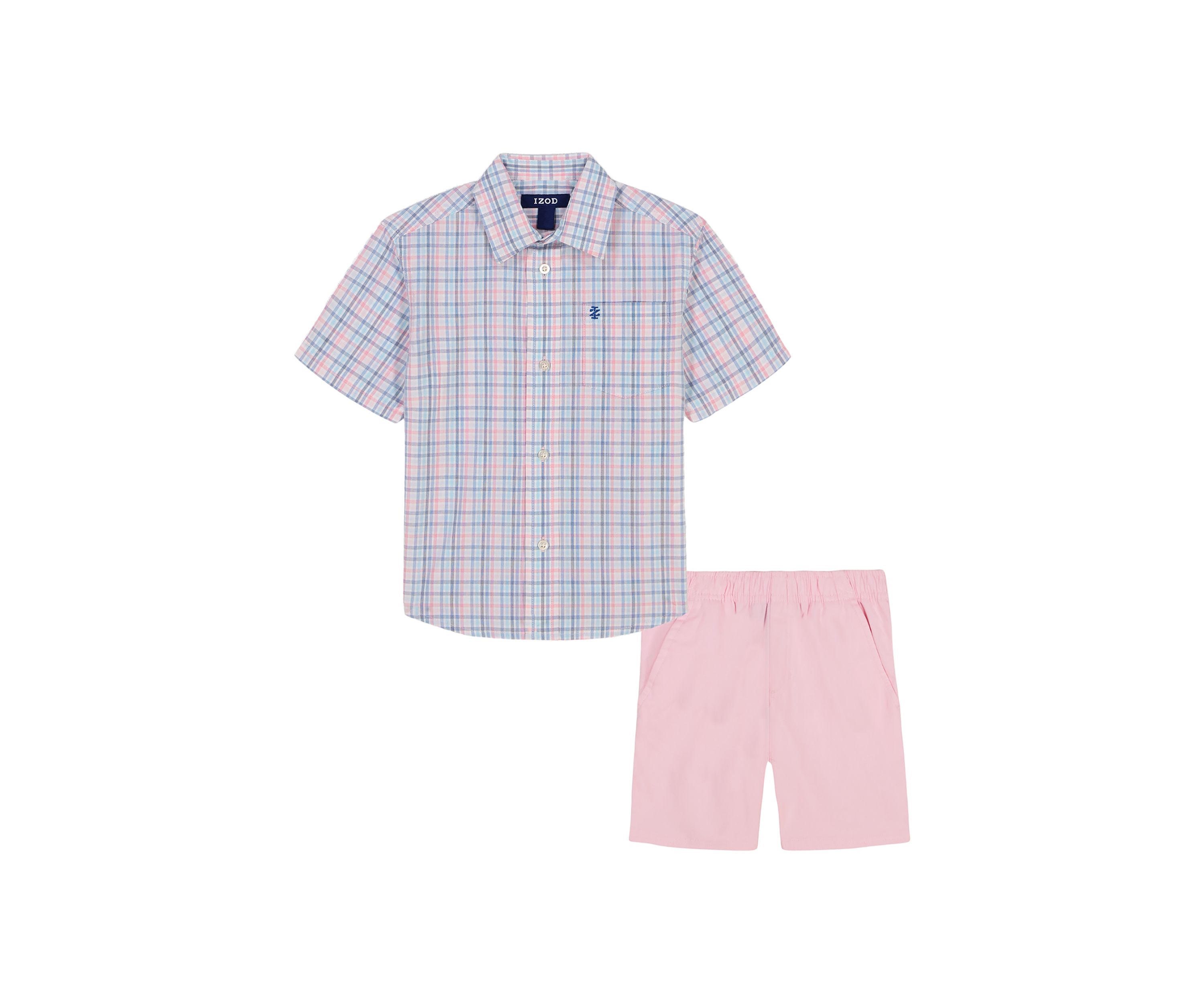 Toddler Boys Short Sleeve Bridgeport Plaid Shirt and Shorts Set