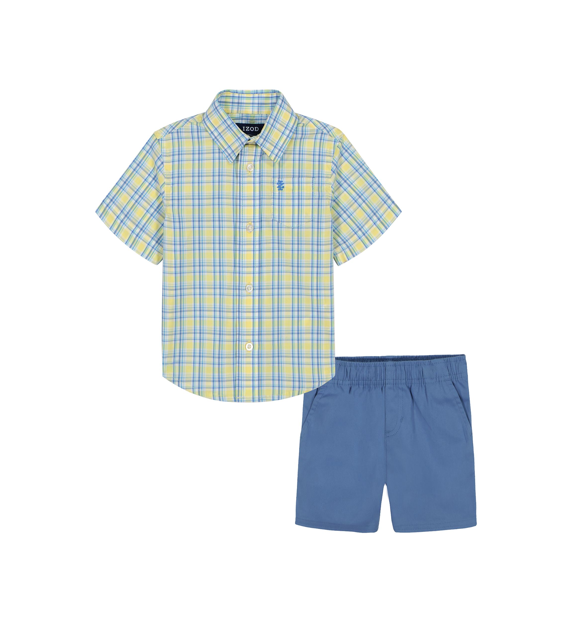 Toddler Boys Short Sleeve Andover Plaid Shirt and Shorts Set