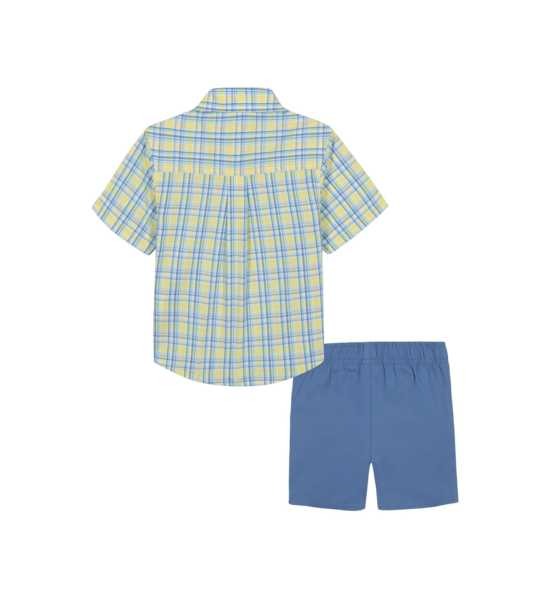 Toddler Boys Short Sleeve Andover Plaid Shirt and Shorts Set