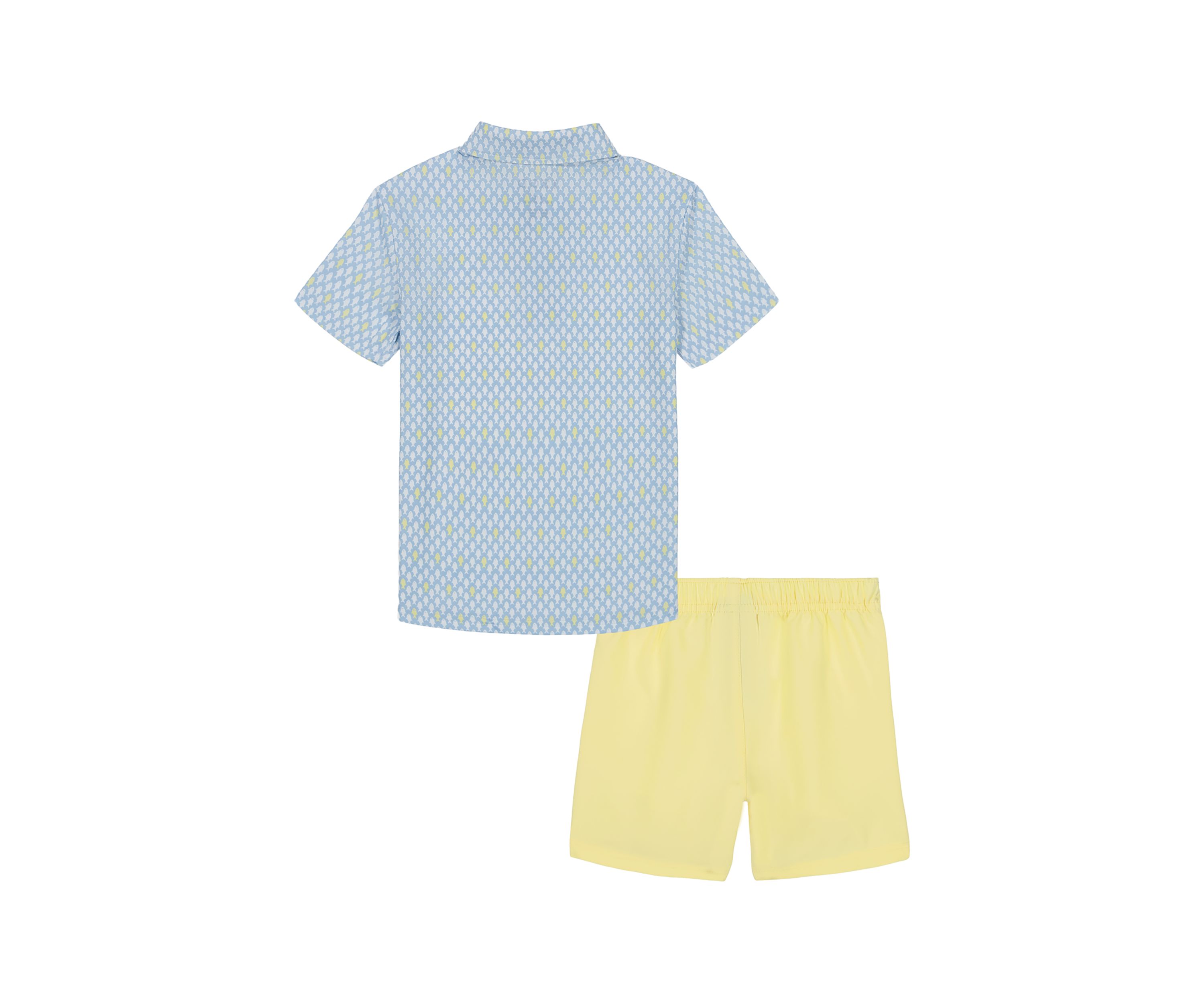 Toddler Boys Short Sleeve Fish Printed Performance Polo Shirt and Shorts Set