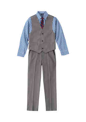 Boys IZOD outfit 2T 3T 4T 5 6 NWT navy blue vest shirt bow tie khaki Easter pant 