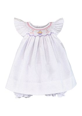 Petit Ami Girls Blue Bishop with Pearls Smocked Dress 3 6 9 12 18