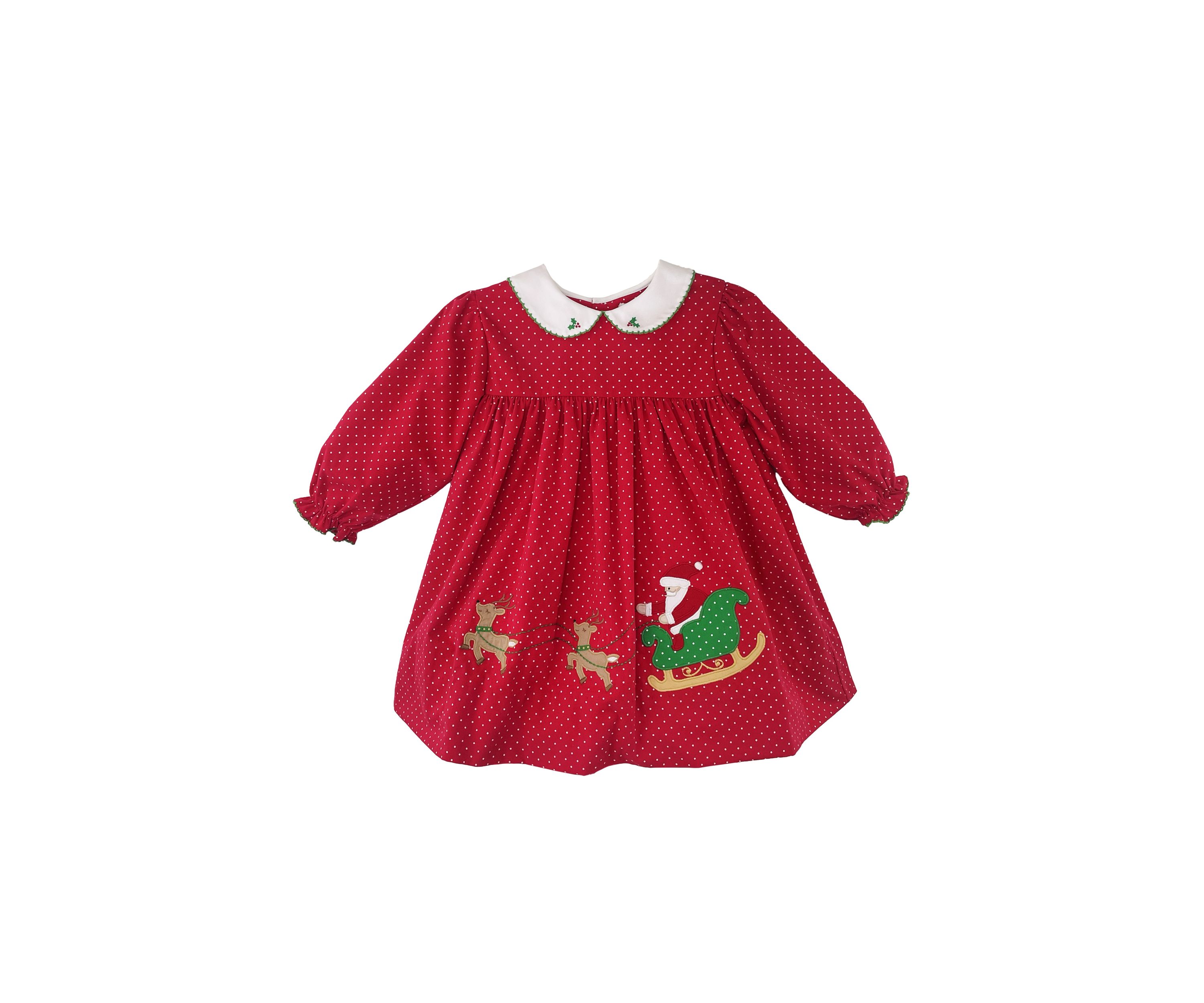 Baby Girls Christmas Appliqué Dress and Bloomer Set