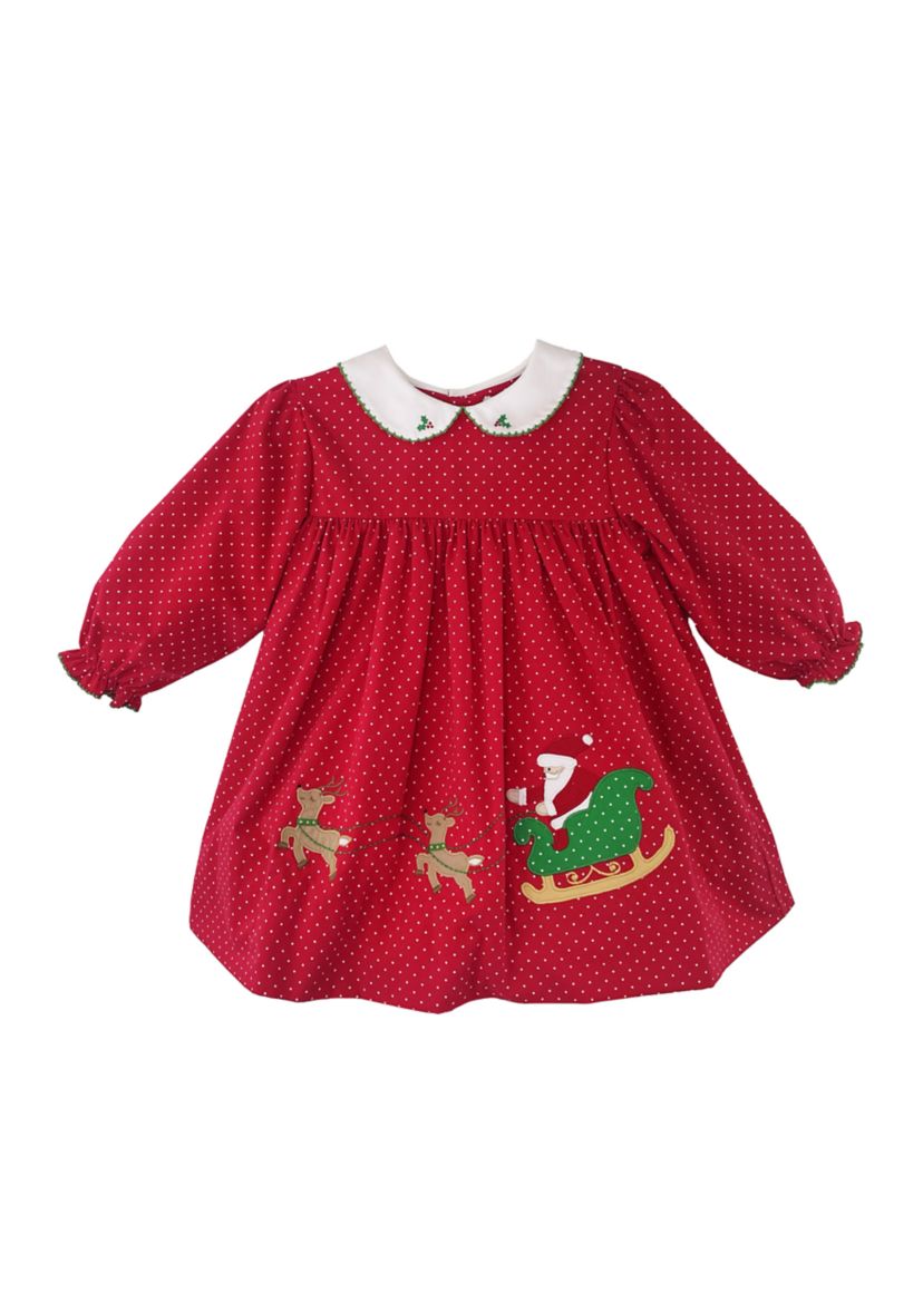 Baby Girls Christmas Appliqué Dress and Bloomer Set