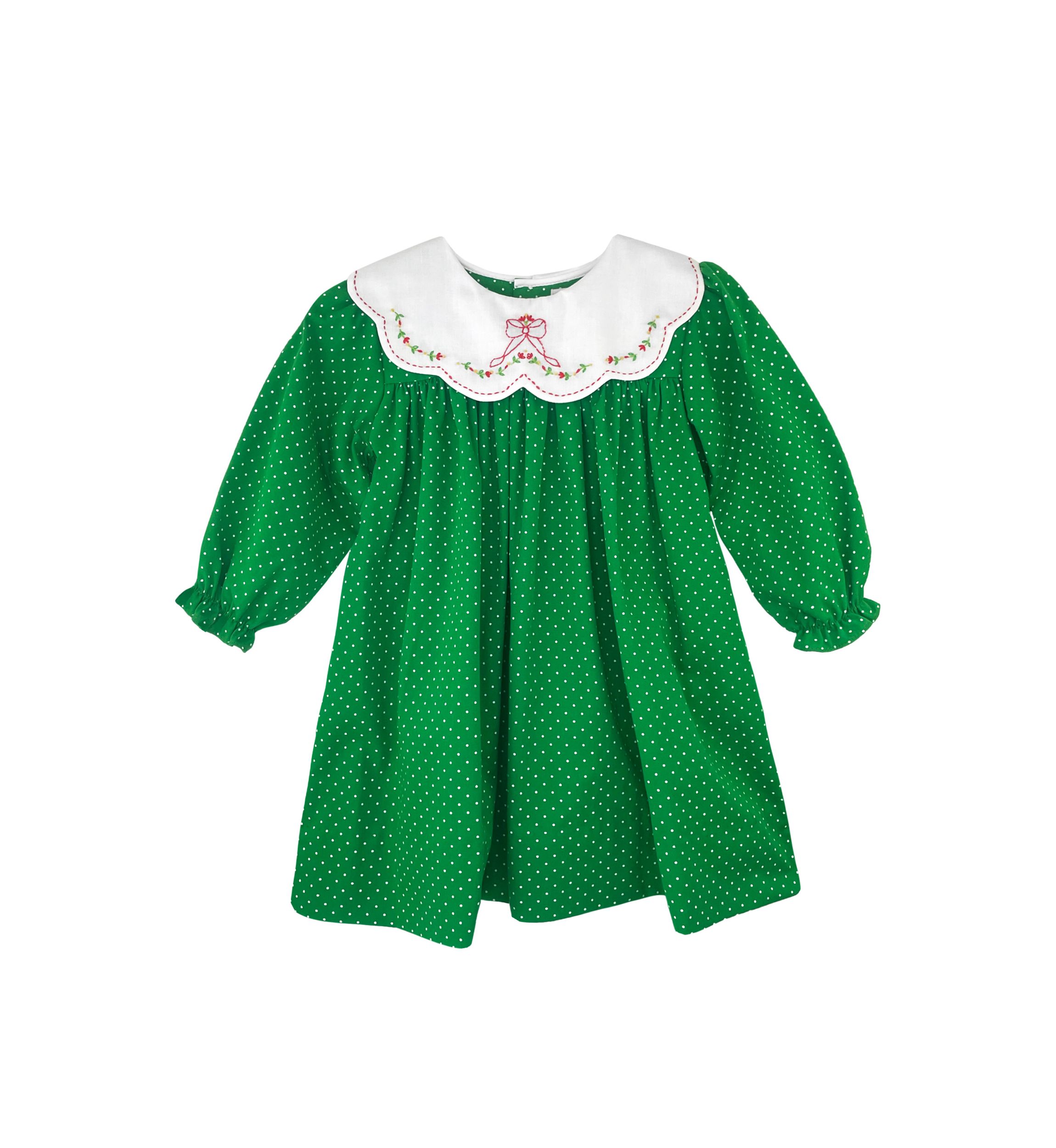Baby Girls Christmas Day Dress with Embroidery 