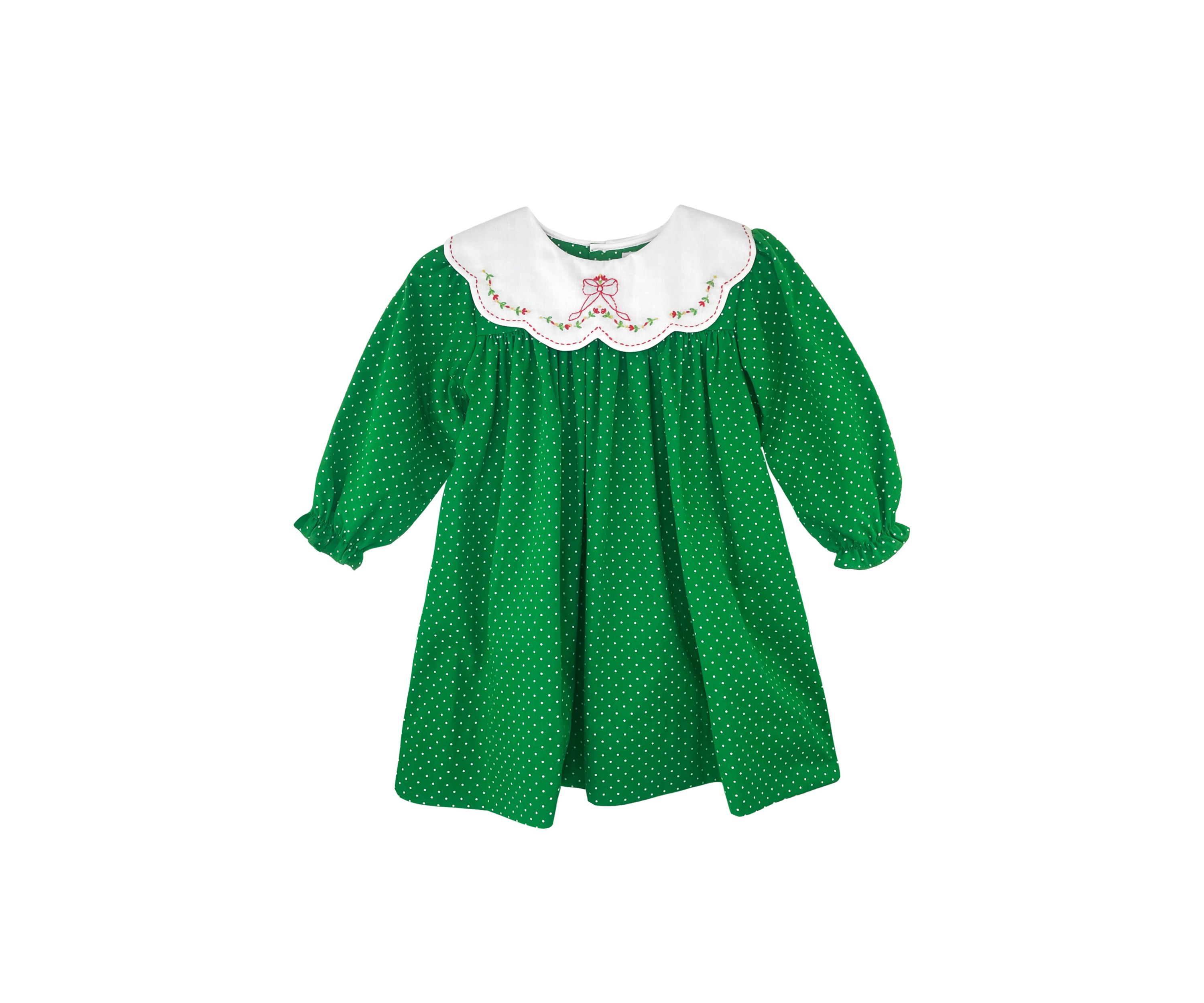 Baby Girls Christmas Day Dress with Embroidery 