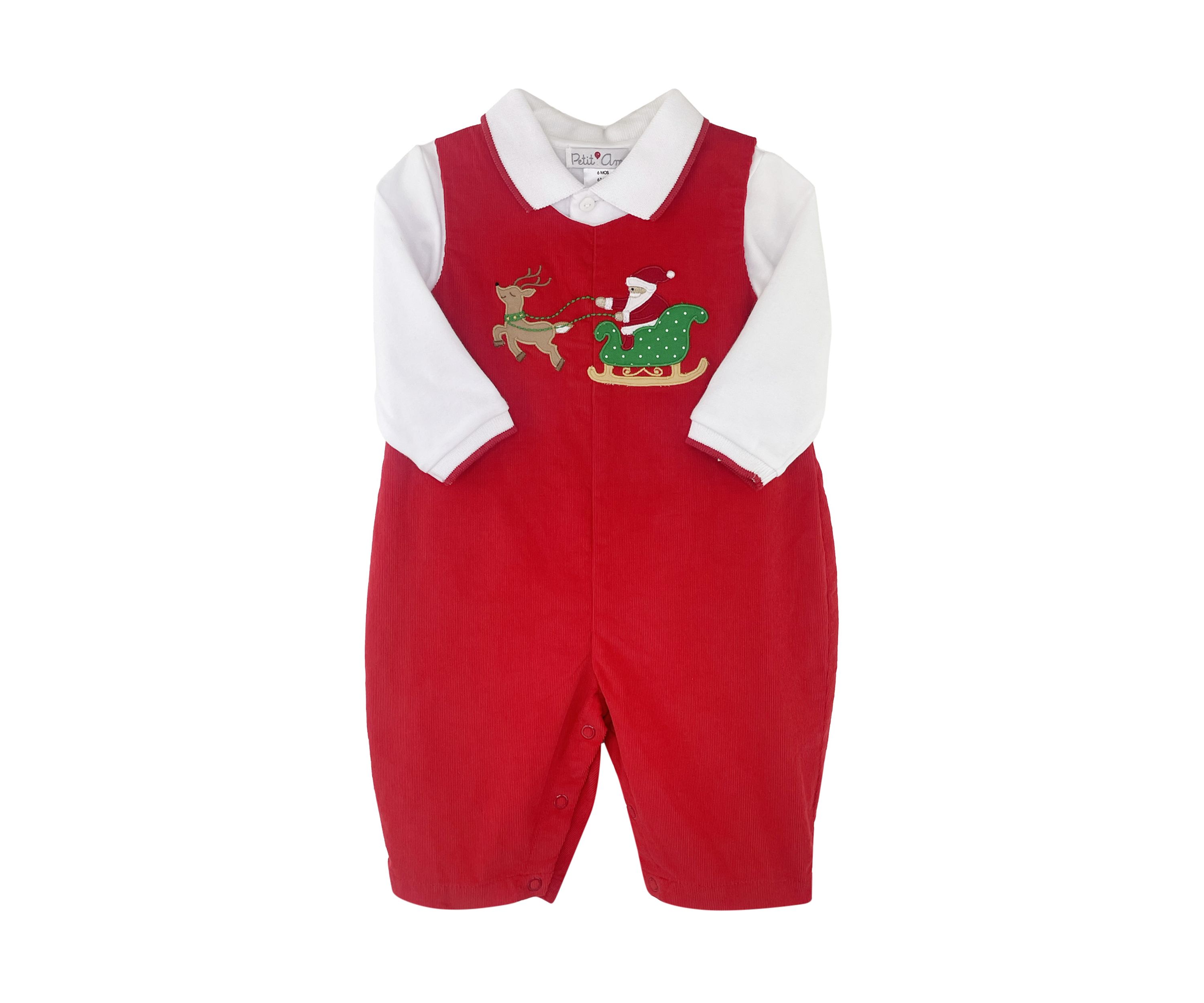 Baby Boys Coverall with Santa Appliqué 