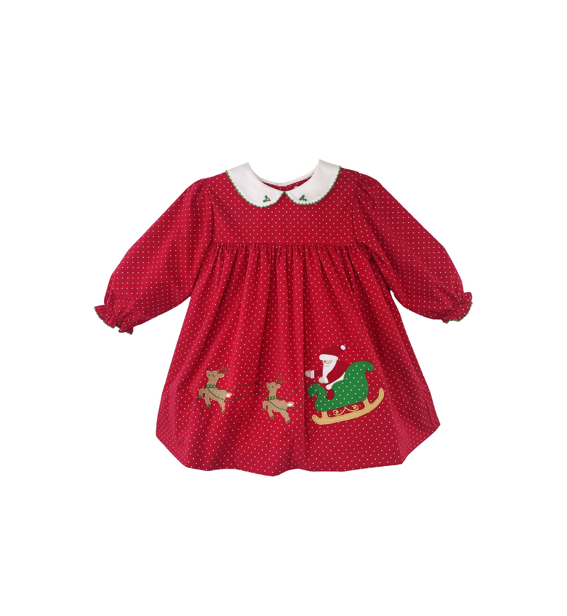 Baby Girls Christmas Dress with Santa Appliqué