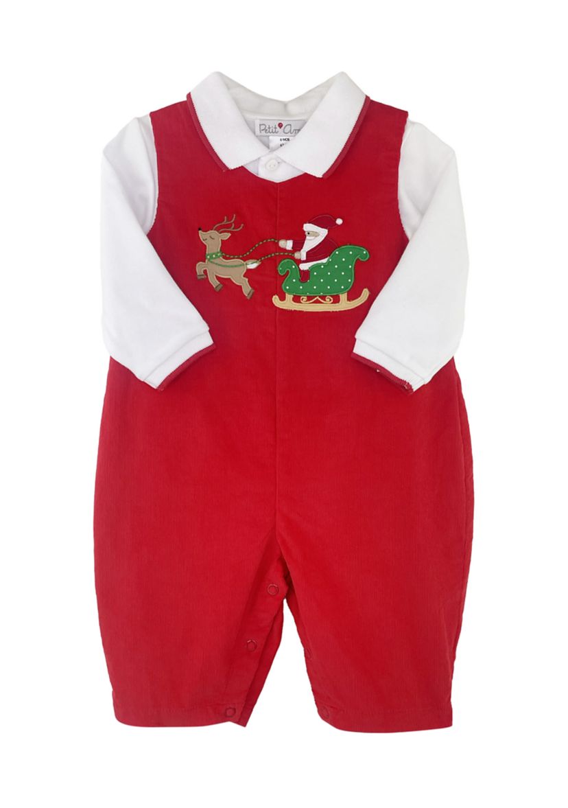 Baby Girls Coverall with Santa Appliqué