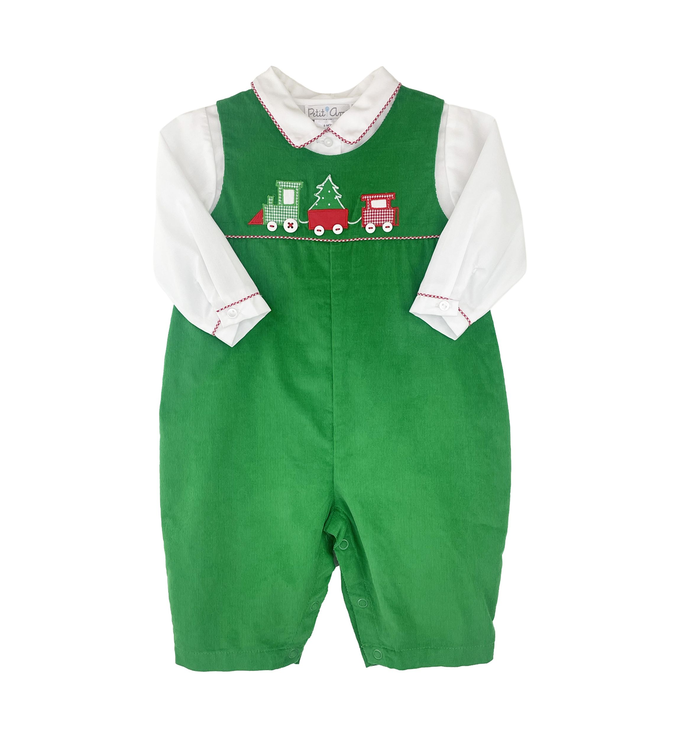 Baby Boys Coverall with Train Appliqué