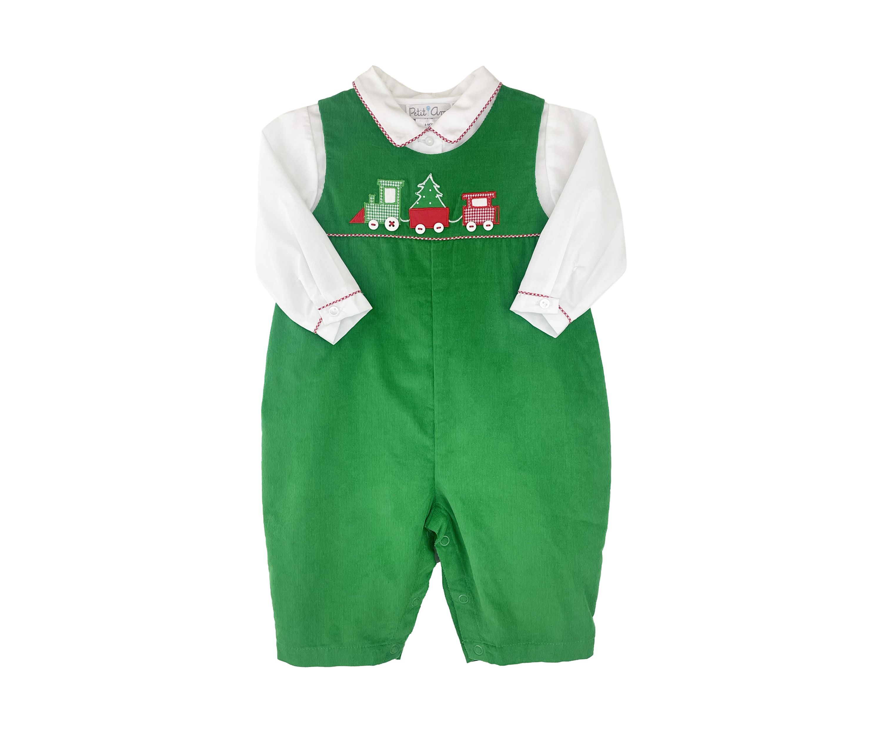 Baby Boys Coverall with Train Appliqué
