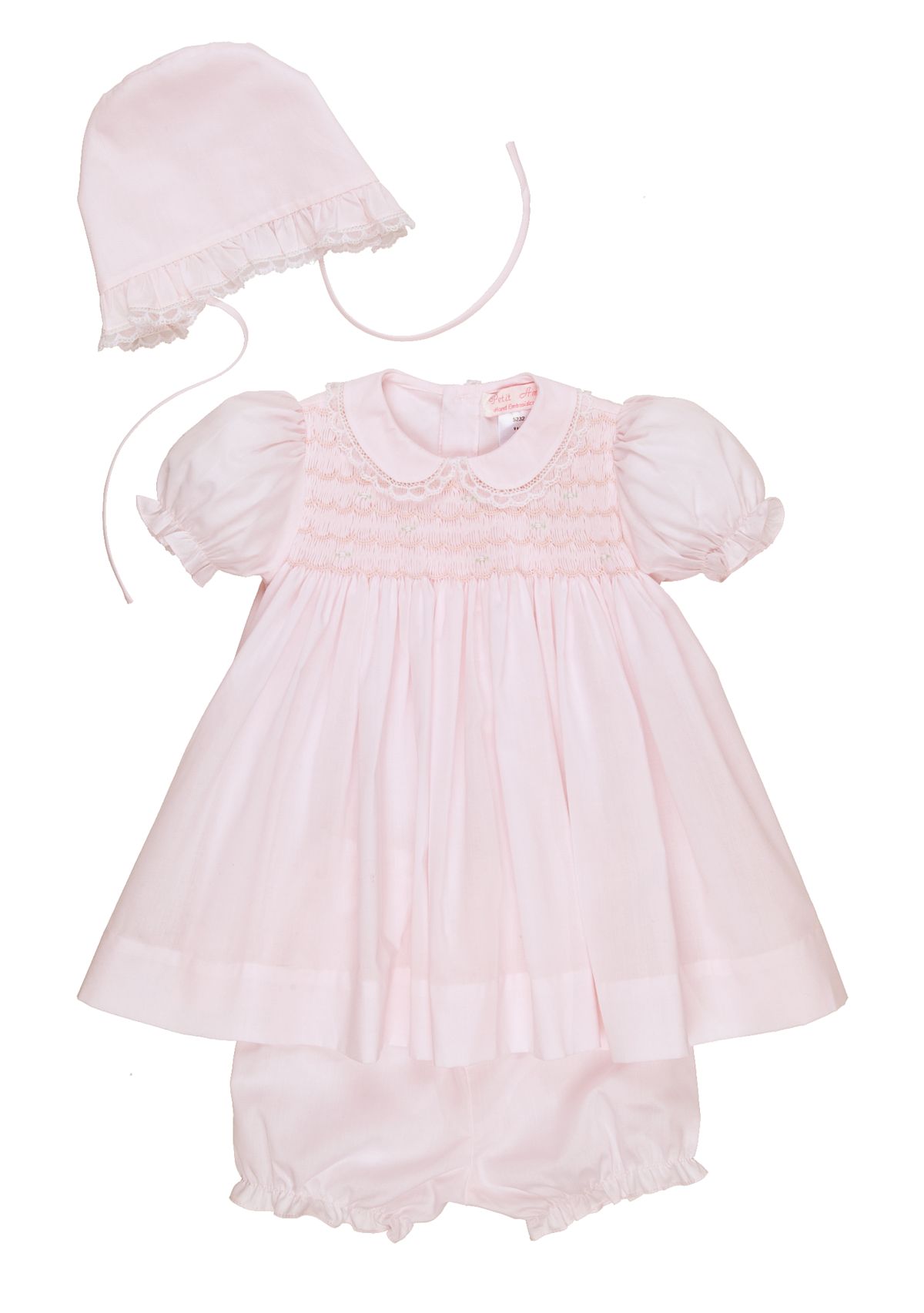 Baby Girls Pink Lace Dress with Hat