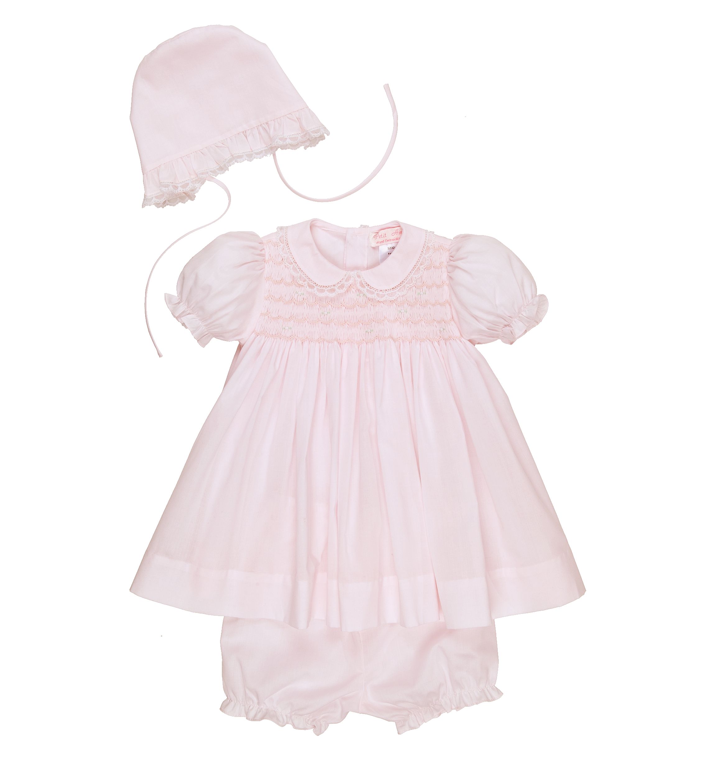 Baby Girls Pink Lace Dress with Hat