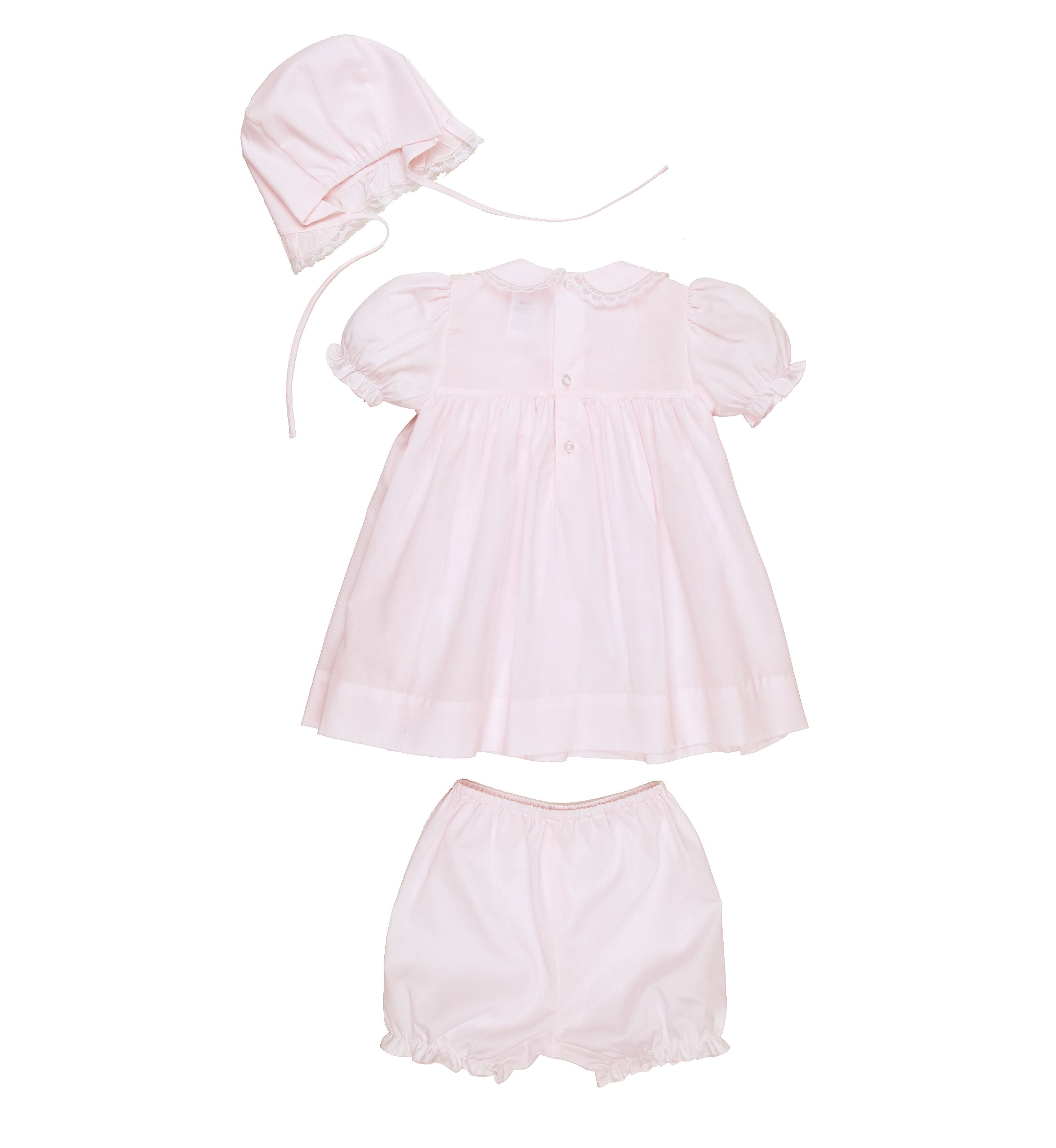 Baby Girls Pink Lace Dress with Hat