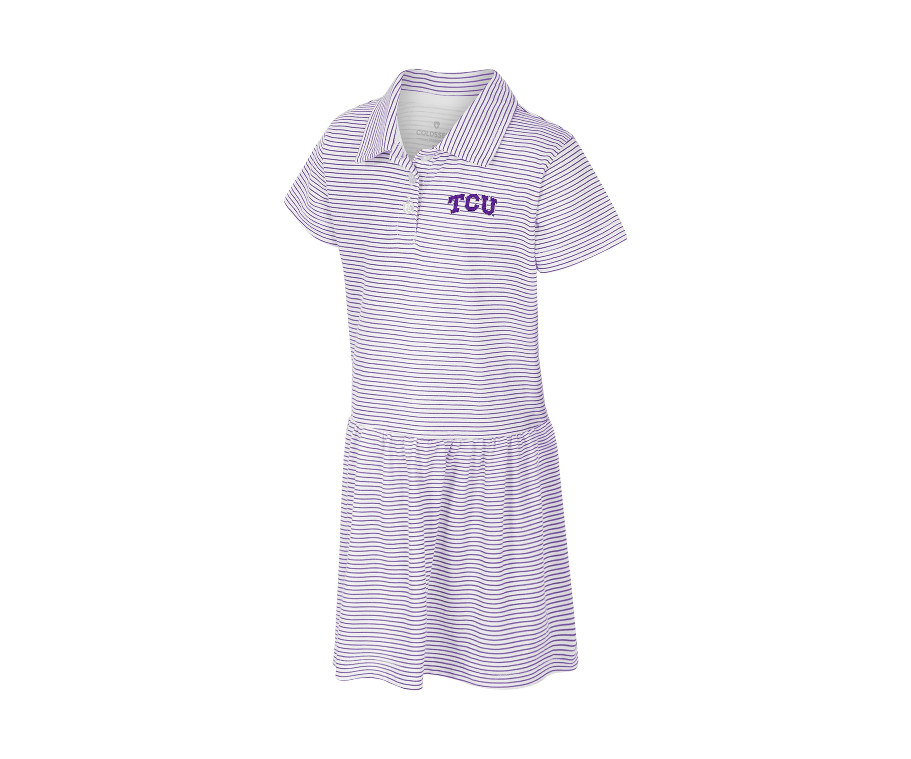 Toddler Girls NCAA TCU Horned Frogs Feeder Stripe Short Sleeve Polo Dress