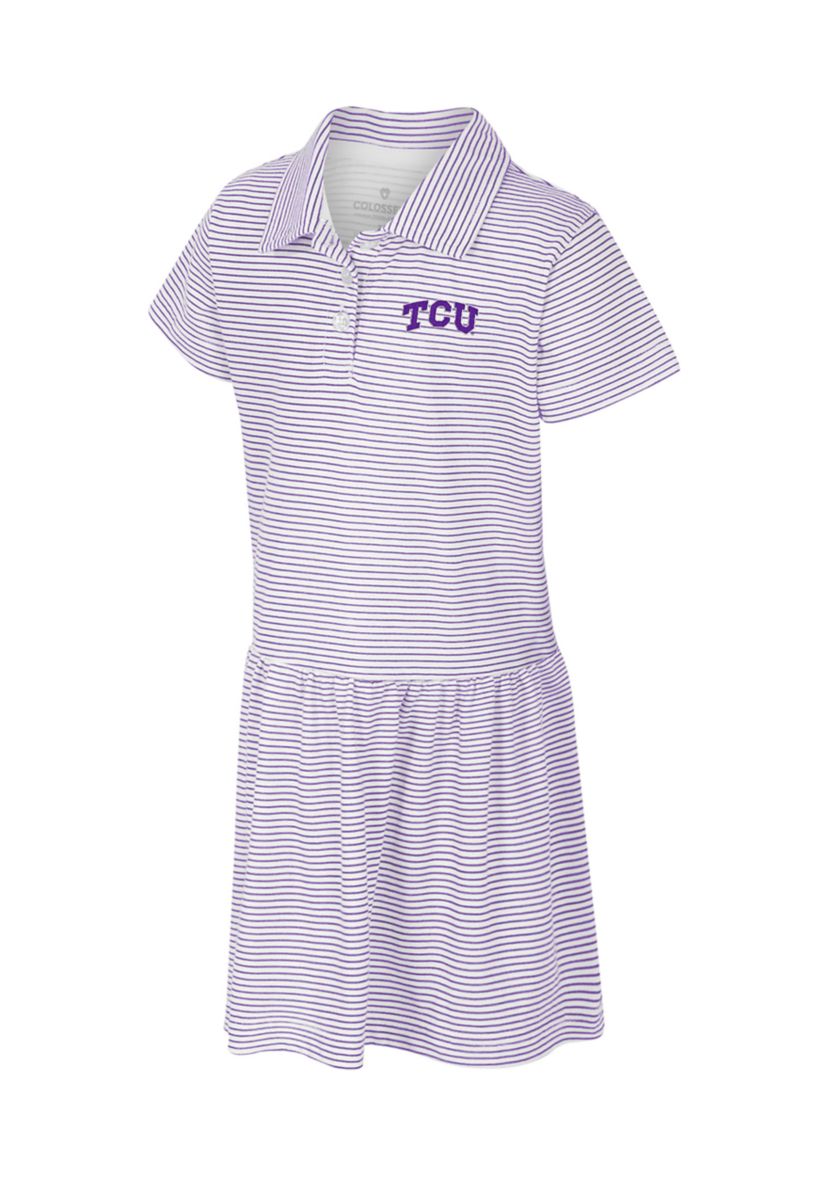 Toddler Girls NCAA TCU Horned Frogs Feeder Stripe Short Sleeve Polo Dress