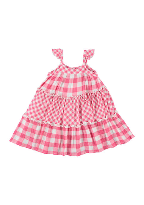 French Connection Toddler Girls Mixed Gingham Crinkle Dress