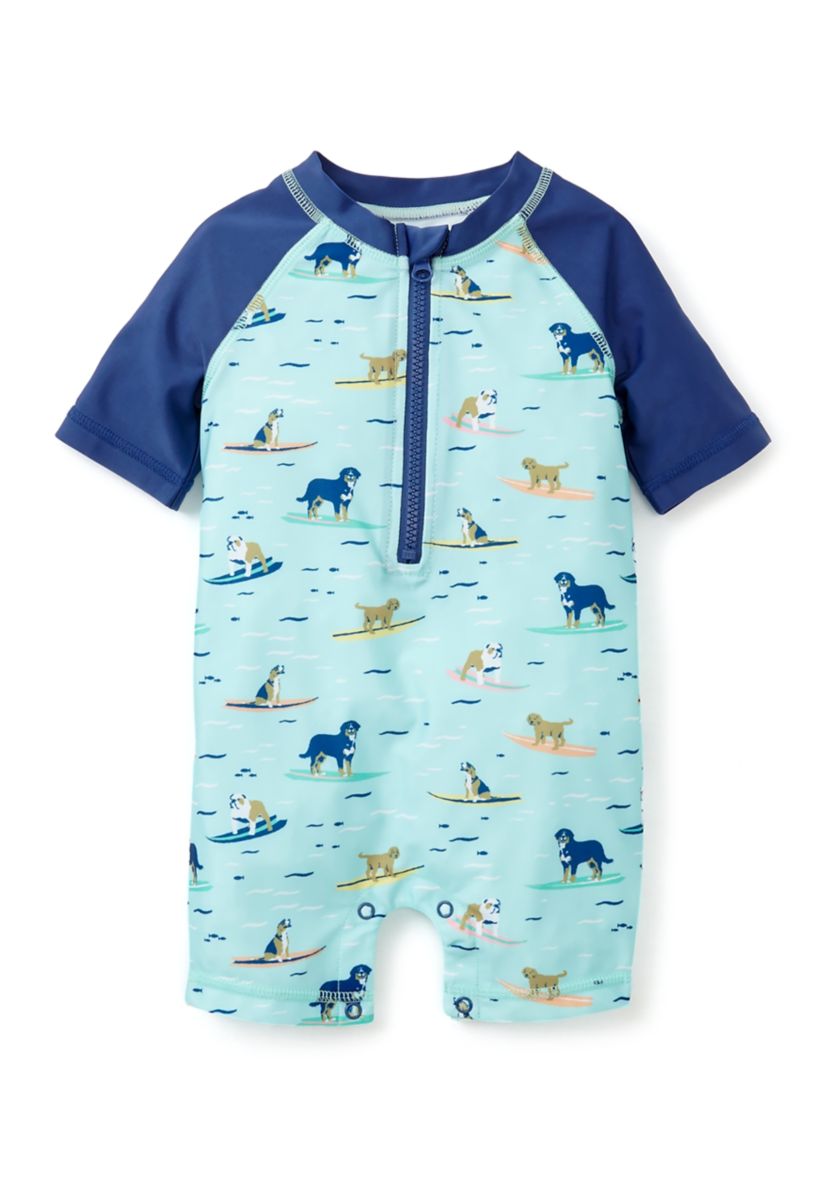 Baby Boys Dog Surf Printed One Piece Rash Guard 