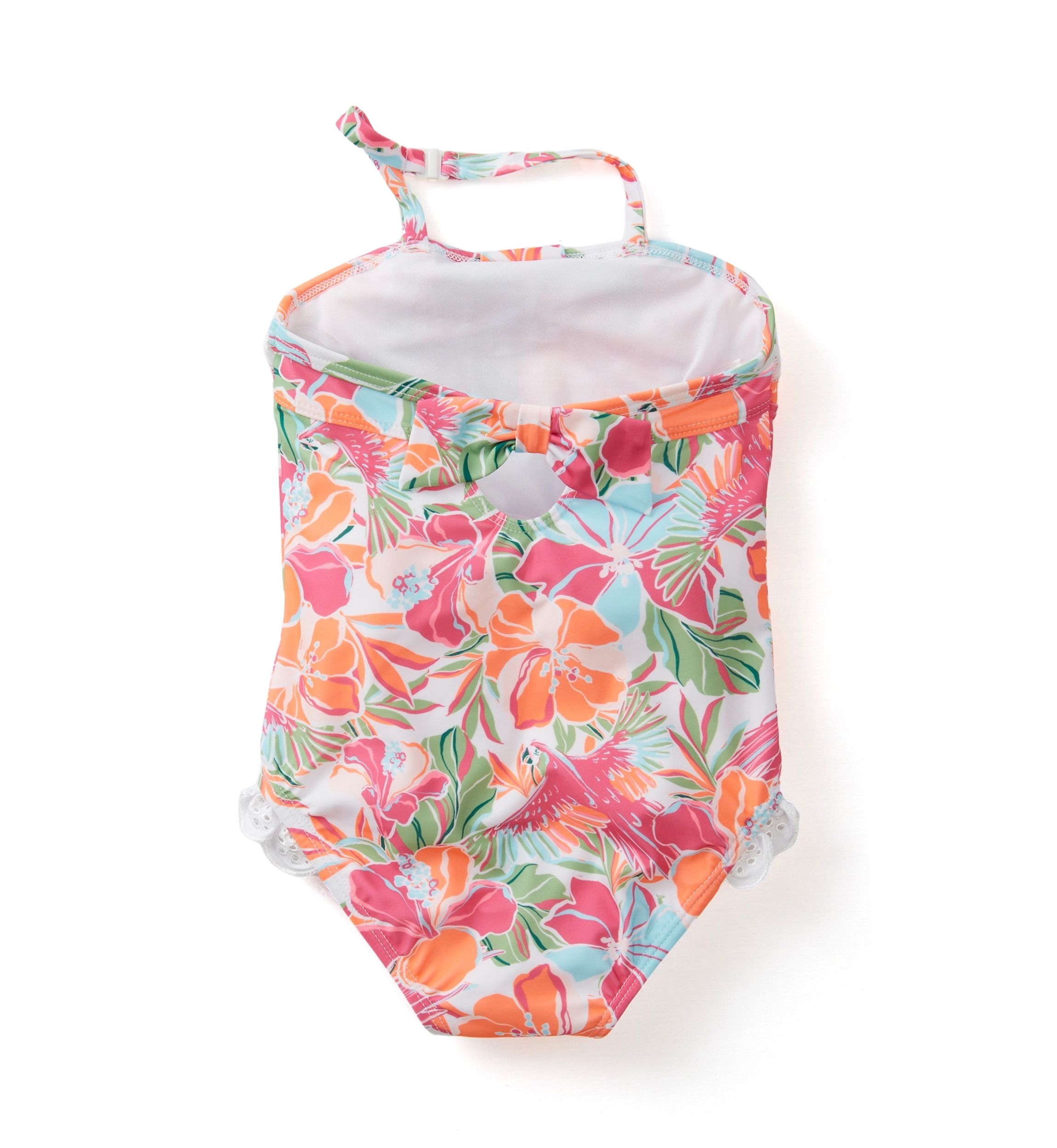 Baby Girls Tropical Eyelet Trim One Piece Swimsuit
