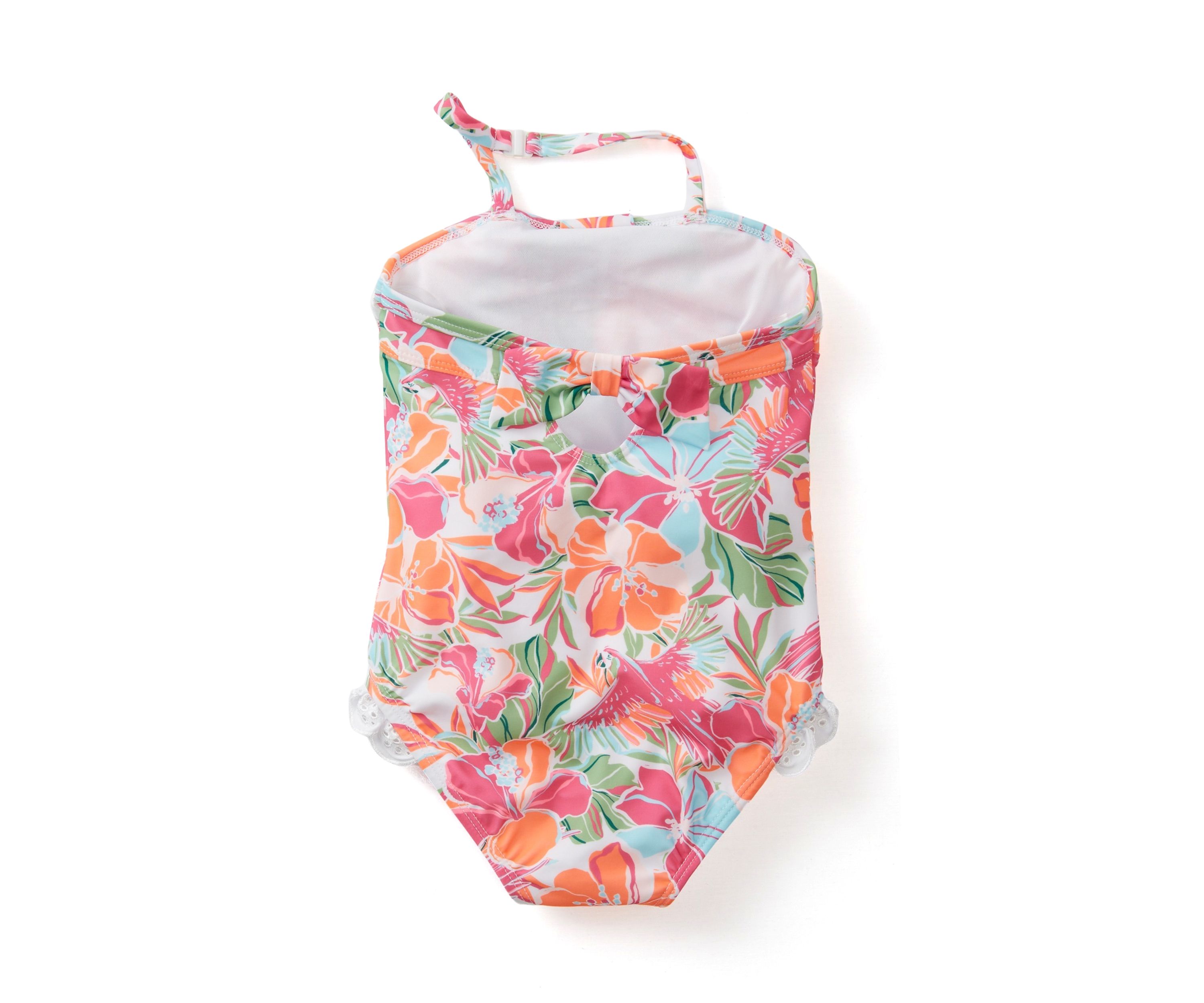 Baby Girls Tropical Eyelet Trim One Piece Swimsuit